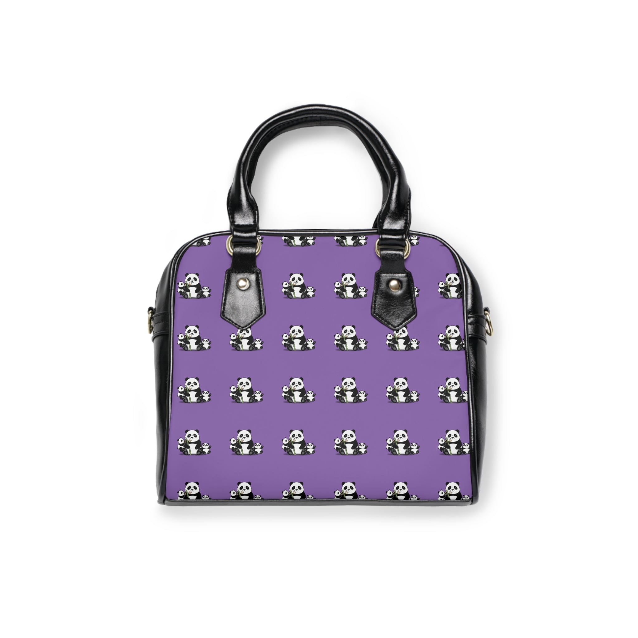 Purple Panda Pattern Shoulder Handbag