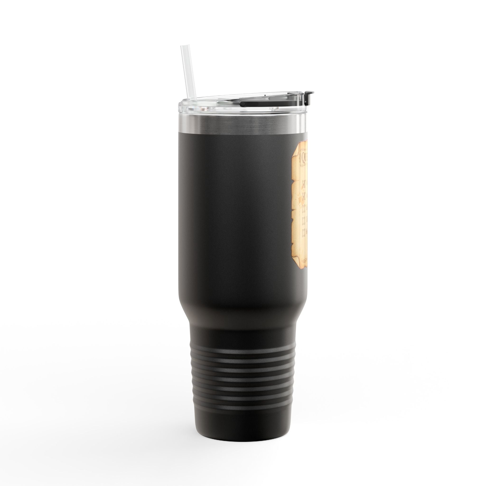 40oz Insulated Travel Mug — Quest Log Checklist "Wake Up • Acquire Beverage"