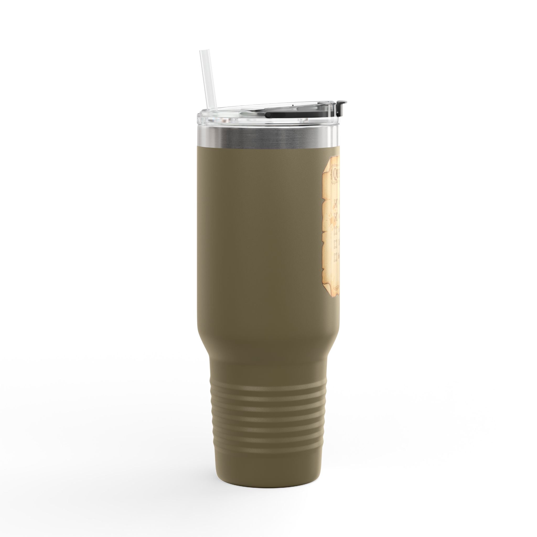40oz Insulated Travel Mug — Quest Log Checklist "Wake Up • Acquire Beverage"
