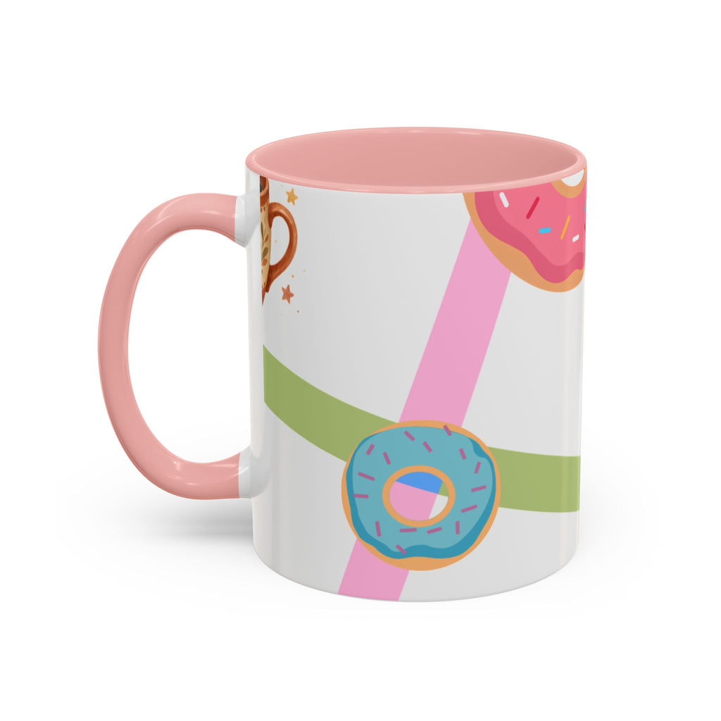 Donut & Coffee Accent Mug – Colorful Breakfast Coffee Cup (11/15 oz)