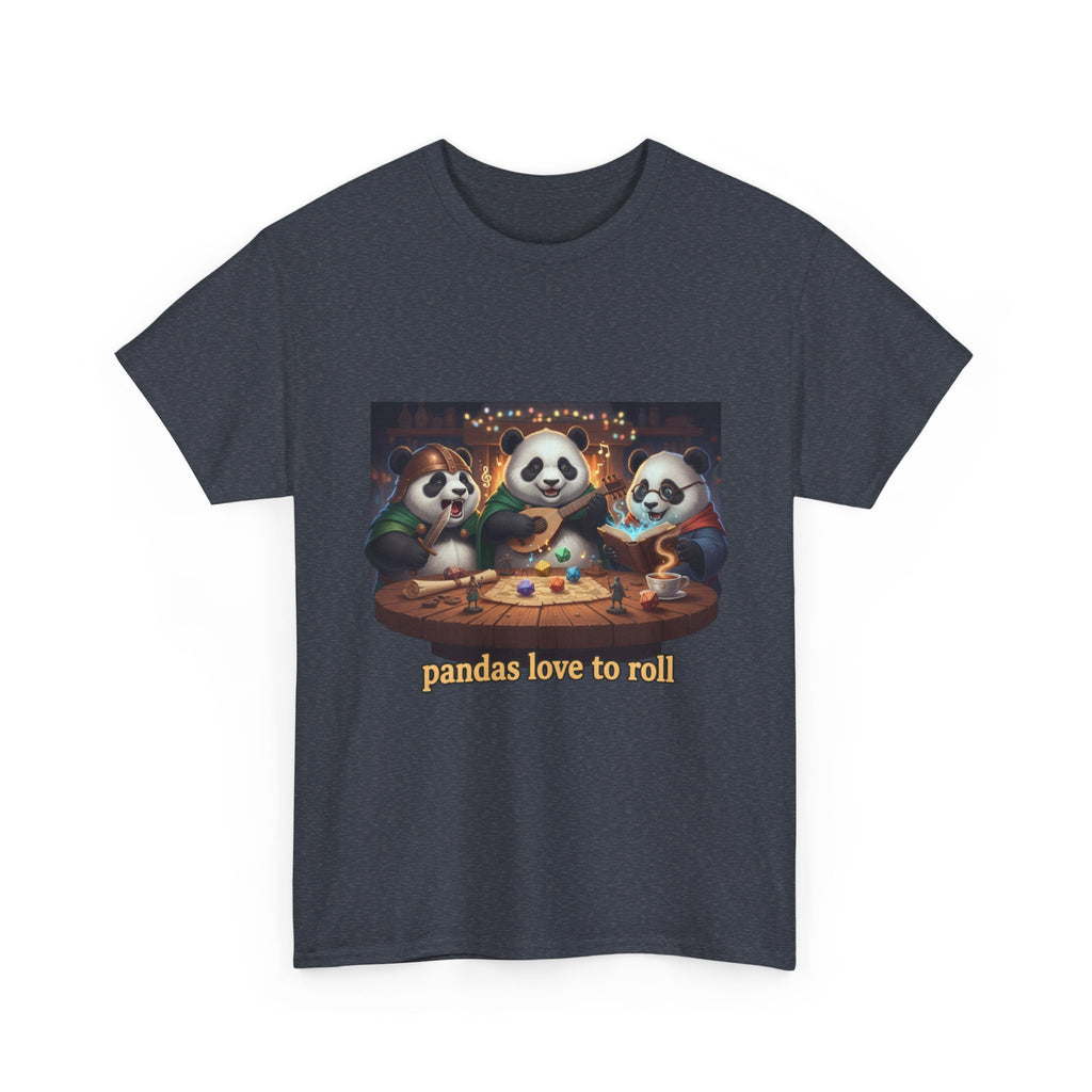 Pandas Love to Roll DnD T-Shirt — Fantasy Pandas Playing DnD Tee