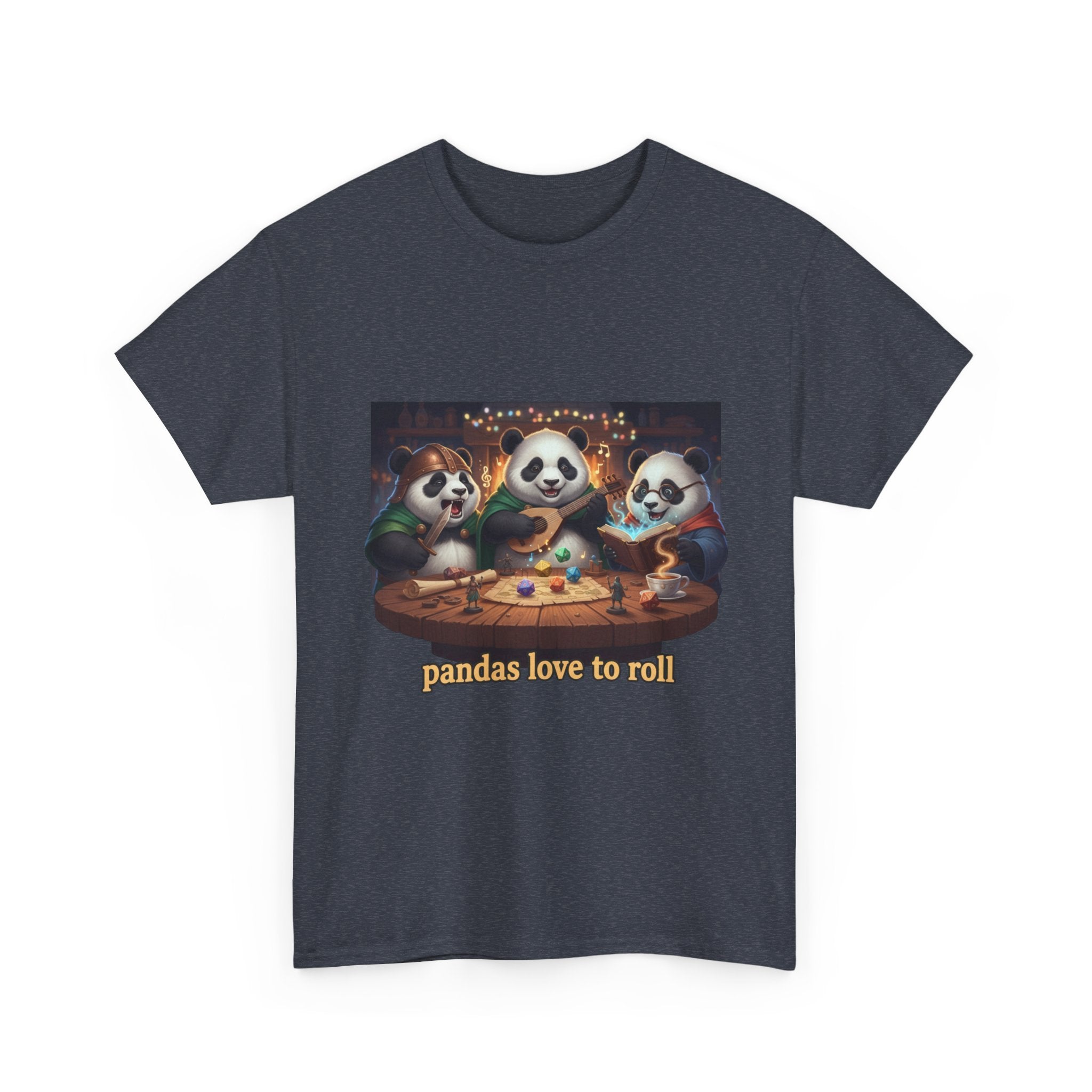 Pandas Love to Roll DnD T-Shirt — Fantasy Pandas Playing DnD Tee