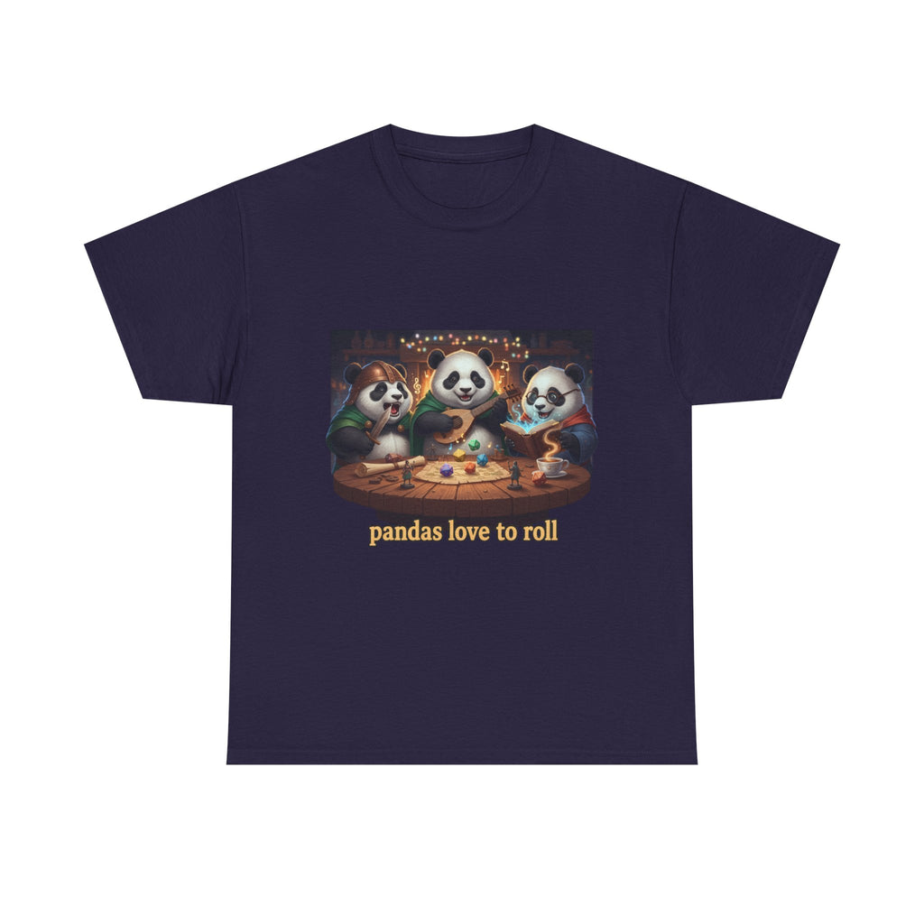 Pandas Love to Roll DnD T-Shirt — Fantasy Pandas Playing DnD Tee