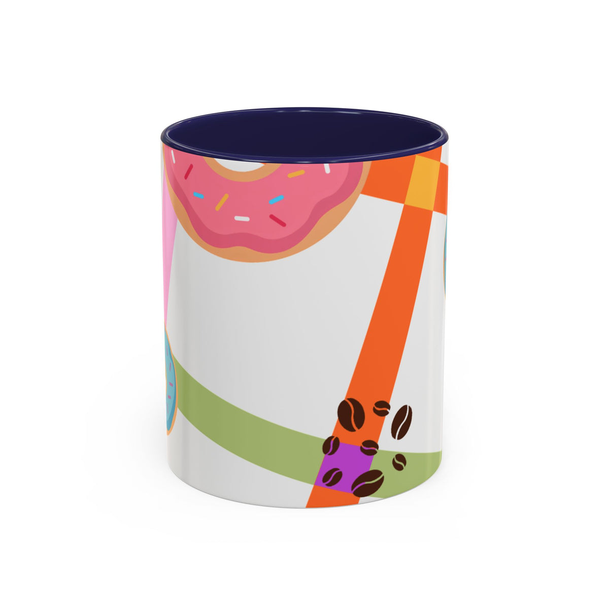 Donut & Coffee Accent Mug – Colorful Breakfast Coffee Cup (11/15 oz)