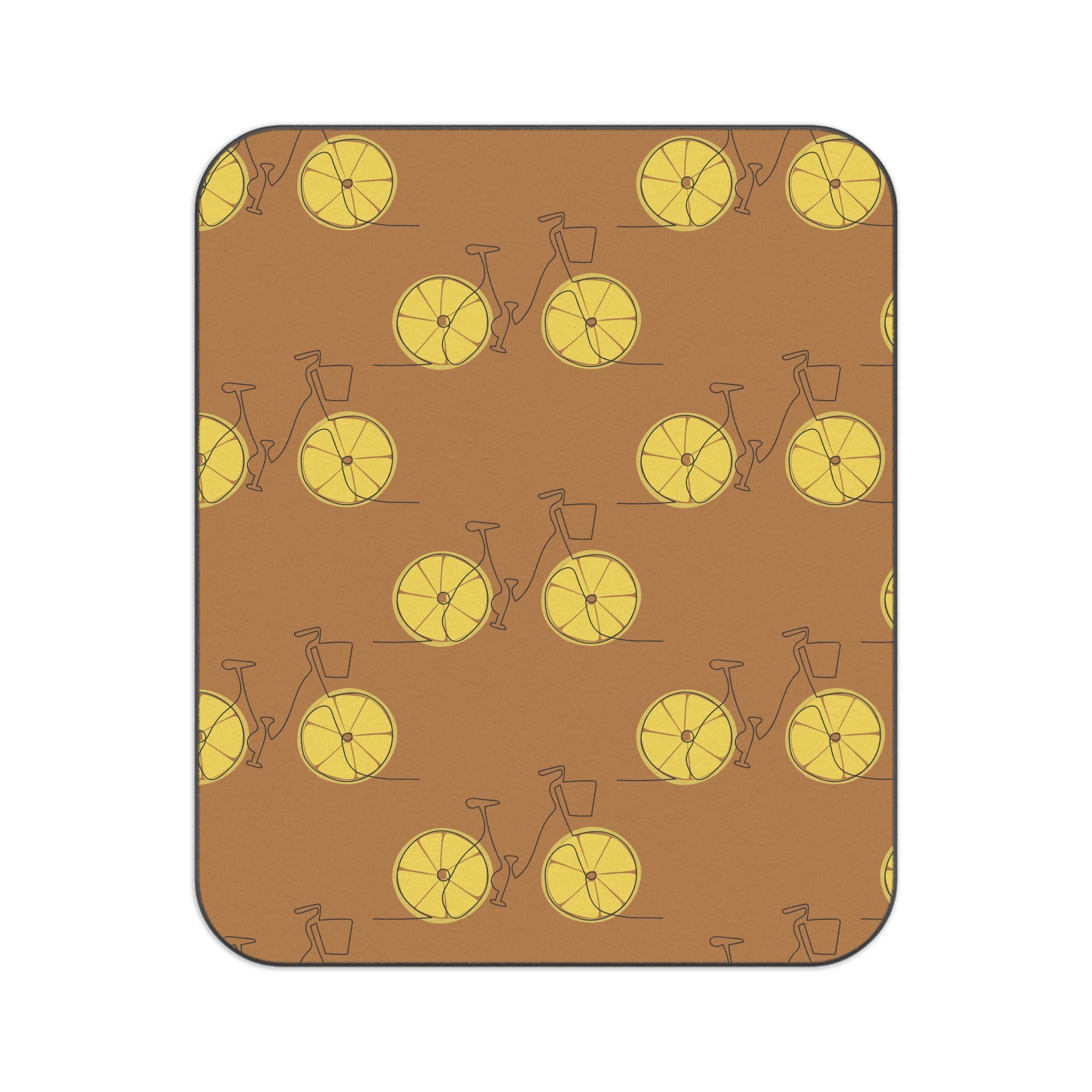 Retro Lemon Bicycle Picnic Blanket