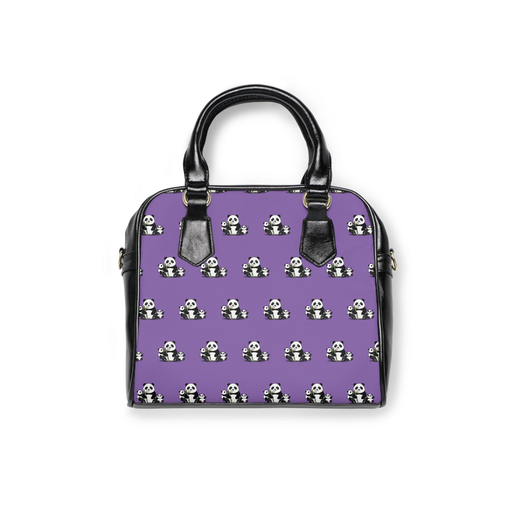 Purple Panda Pattern Shoulder Handbag