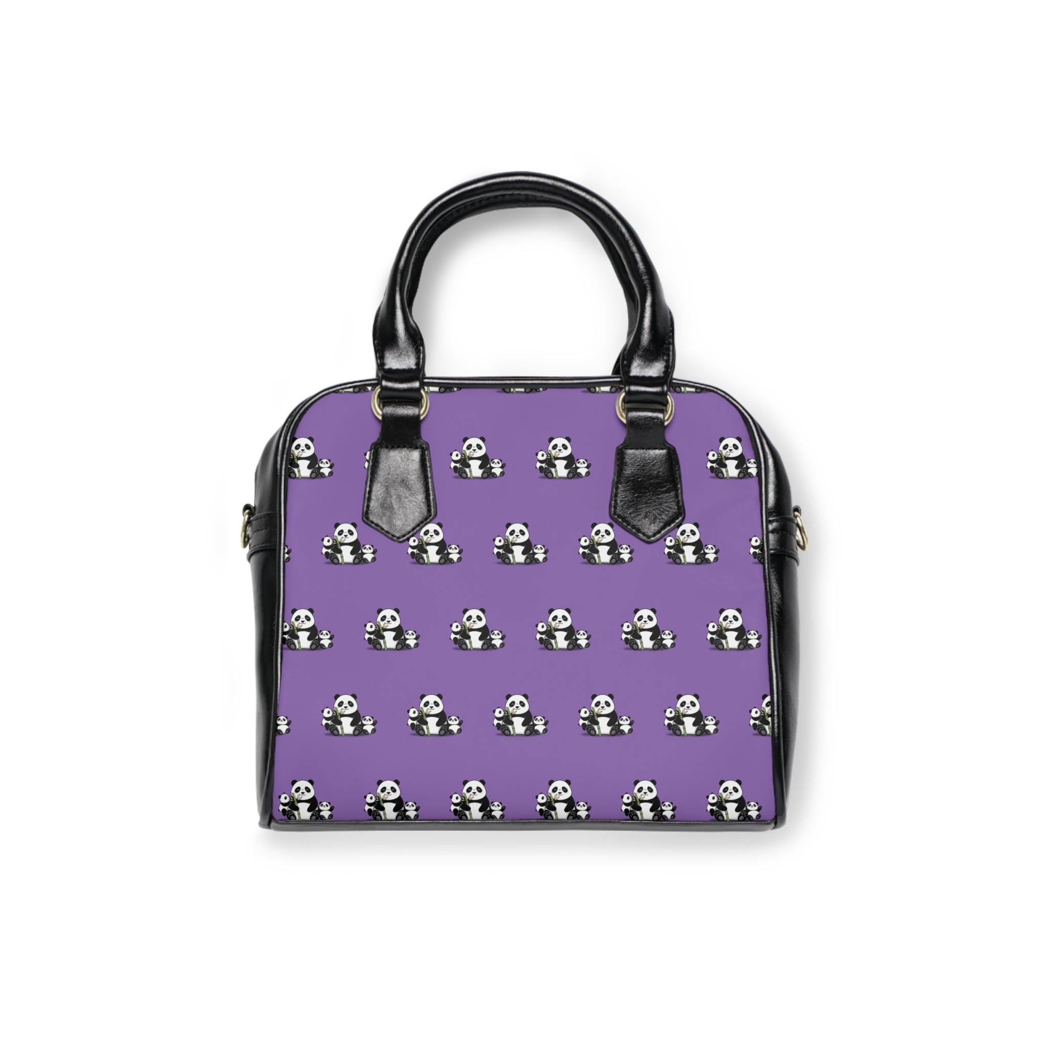 Purple Panda Pattern Shoulder Handbag