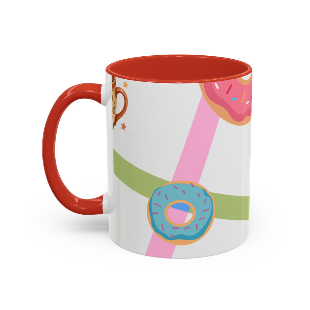 Donut & Coffee Accent Mug – Colorful Breakfast Coffee Cup (11/15 oz)