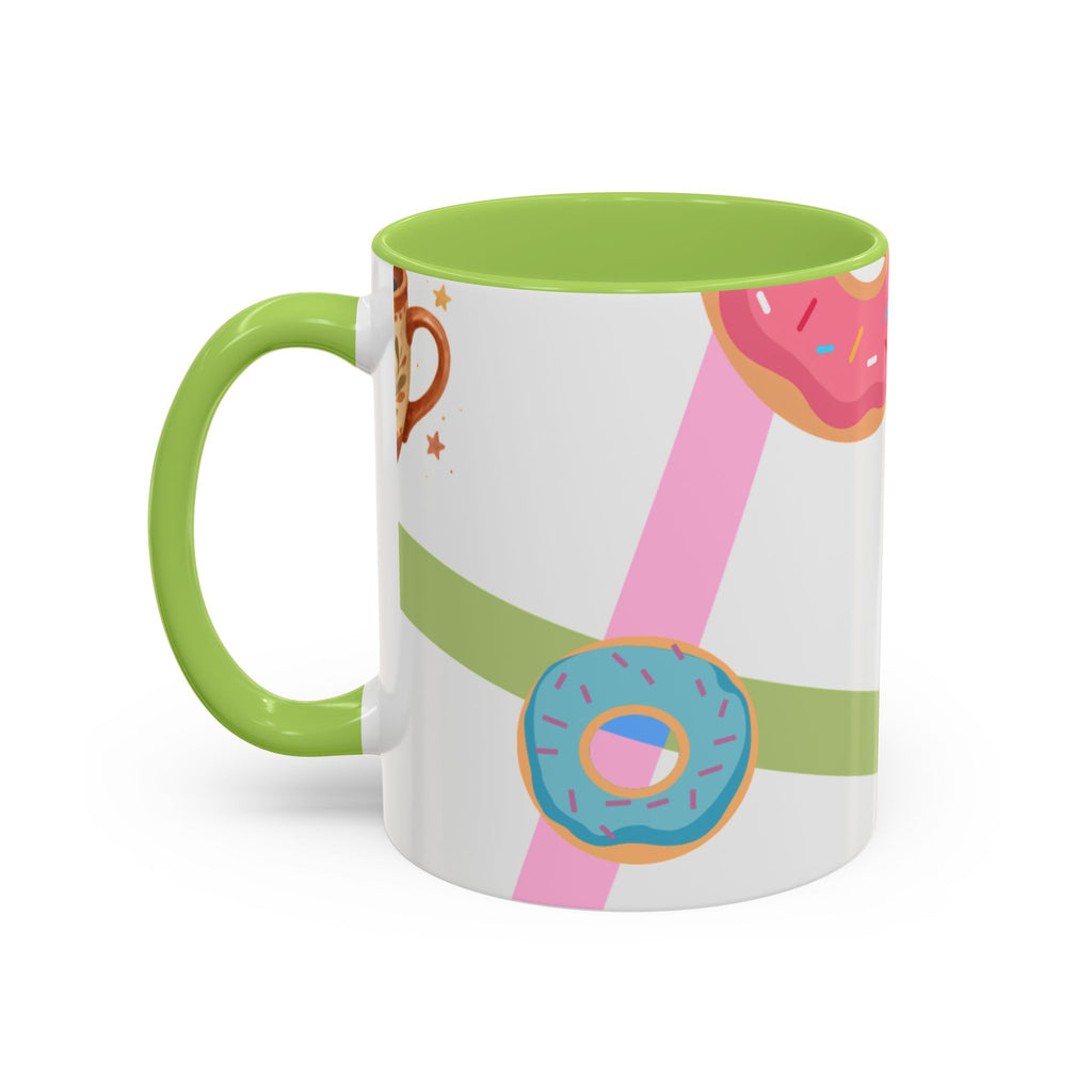 Donut & Coffee Accent Mug – Colorful Breakfast Coffee Cup (11/15 oz)