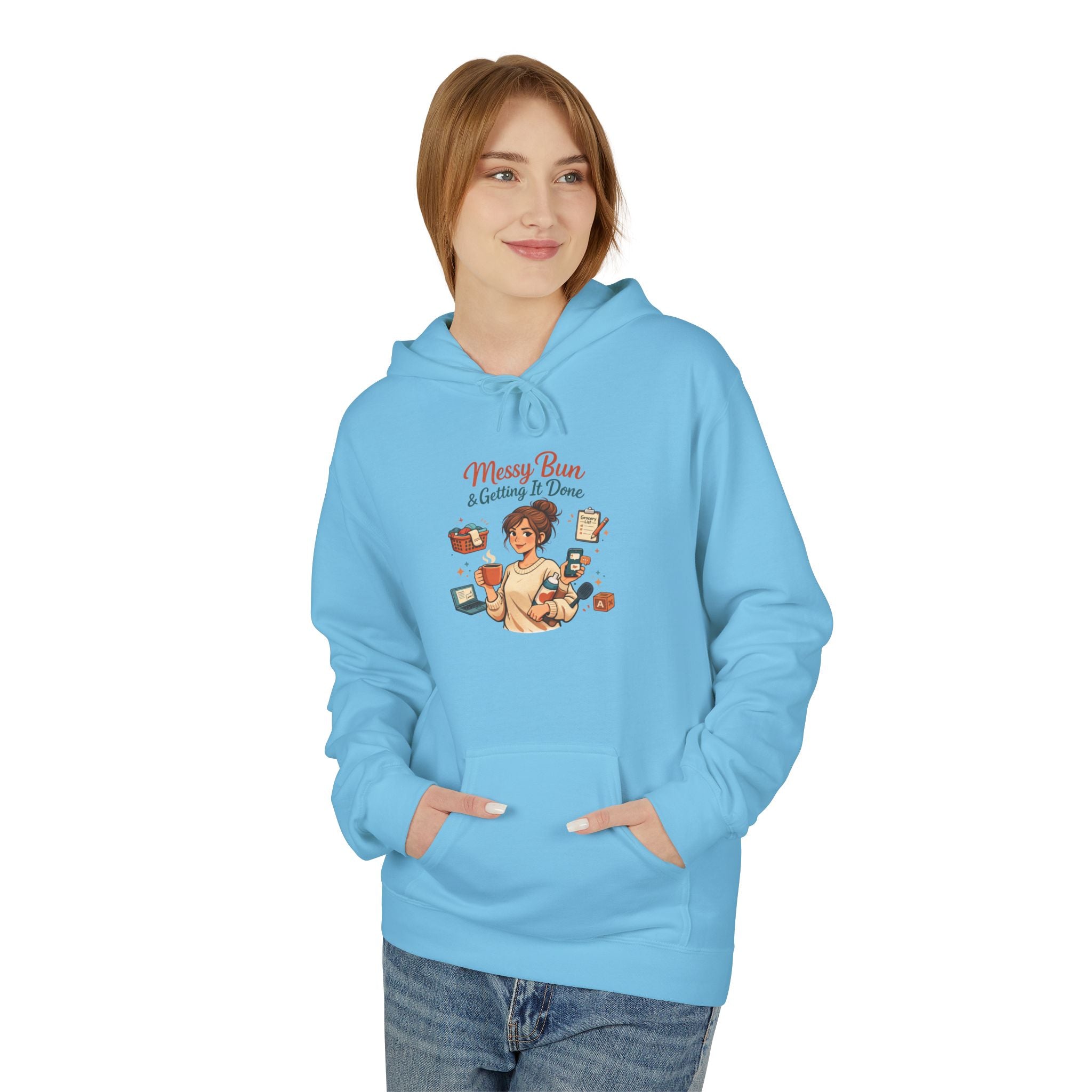Messy Bun Mom Life Hoodie — Casual Motherhood Sweatshirt