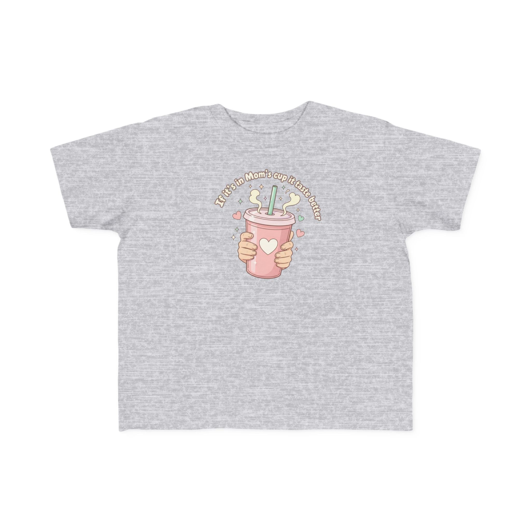 Toddler Tee — Cute Graphic 'Drinking from Mom's Cup' Humorous Kids Shirt