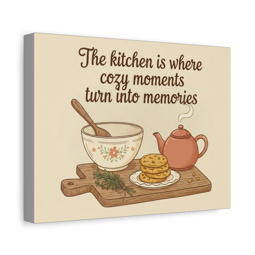 Kitchen Wall Art Canvas - "The kitchen is where cozy moments turn into memories"