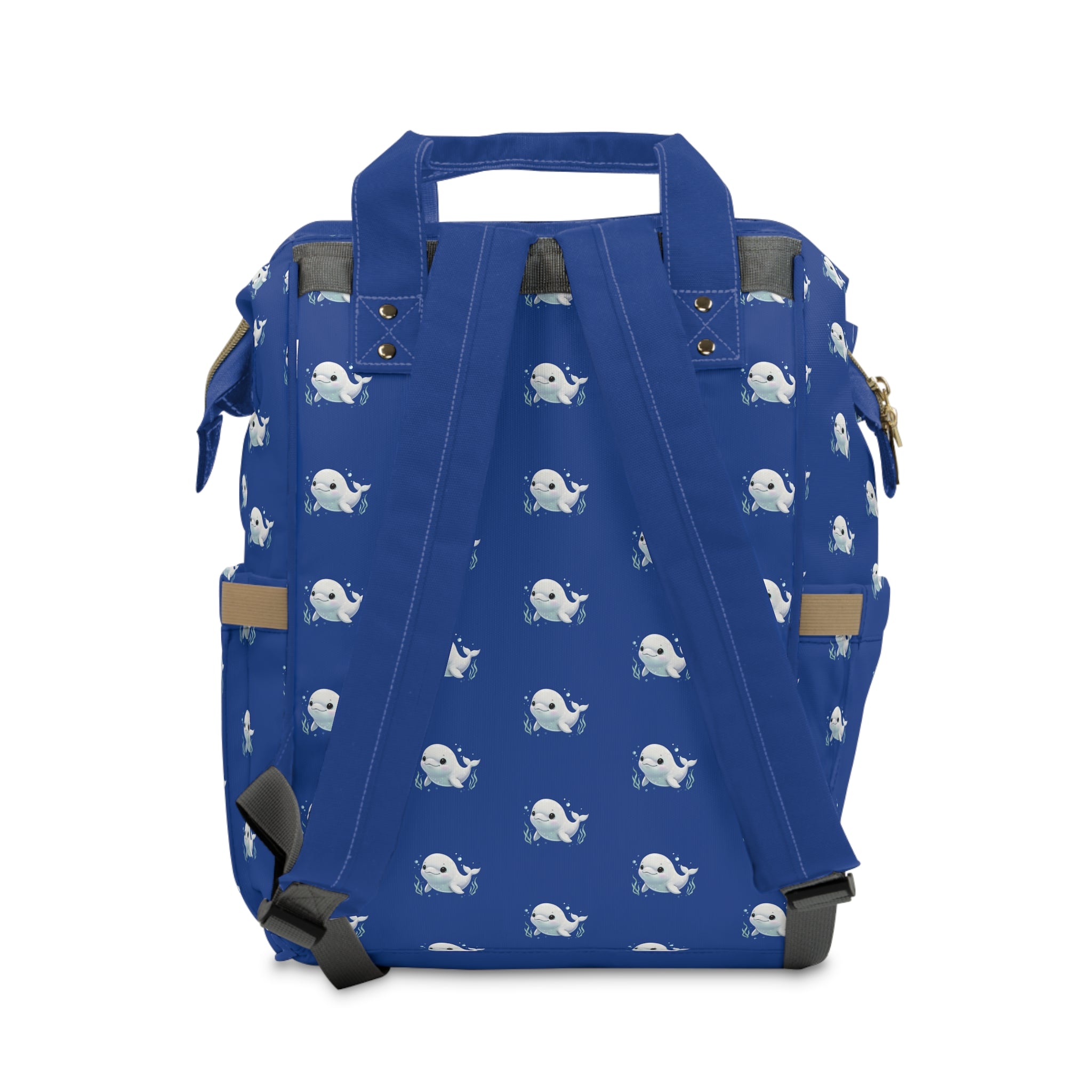 Blue Whale Print Diaper Backpack — Multifunctional Baby Bag with Changing Mat