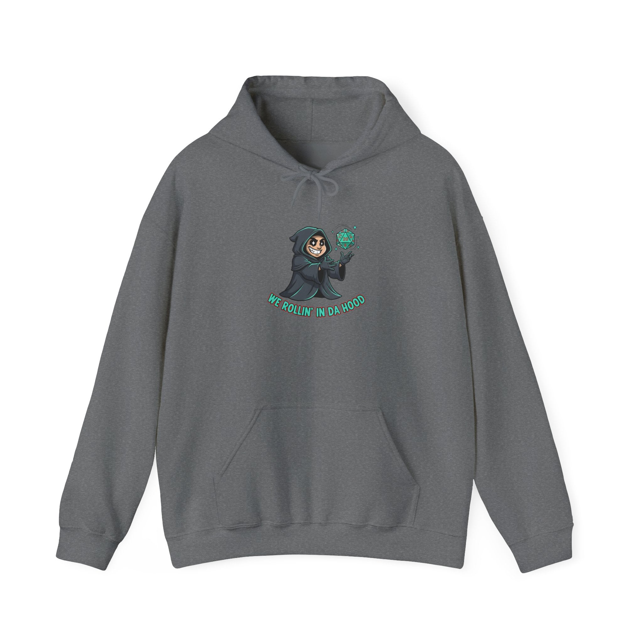 Grim Reaper D20 Hoodie — "Rollin' in da Hood" RPG Gaming Sweatshirt