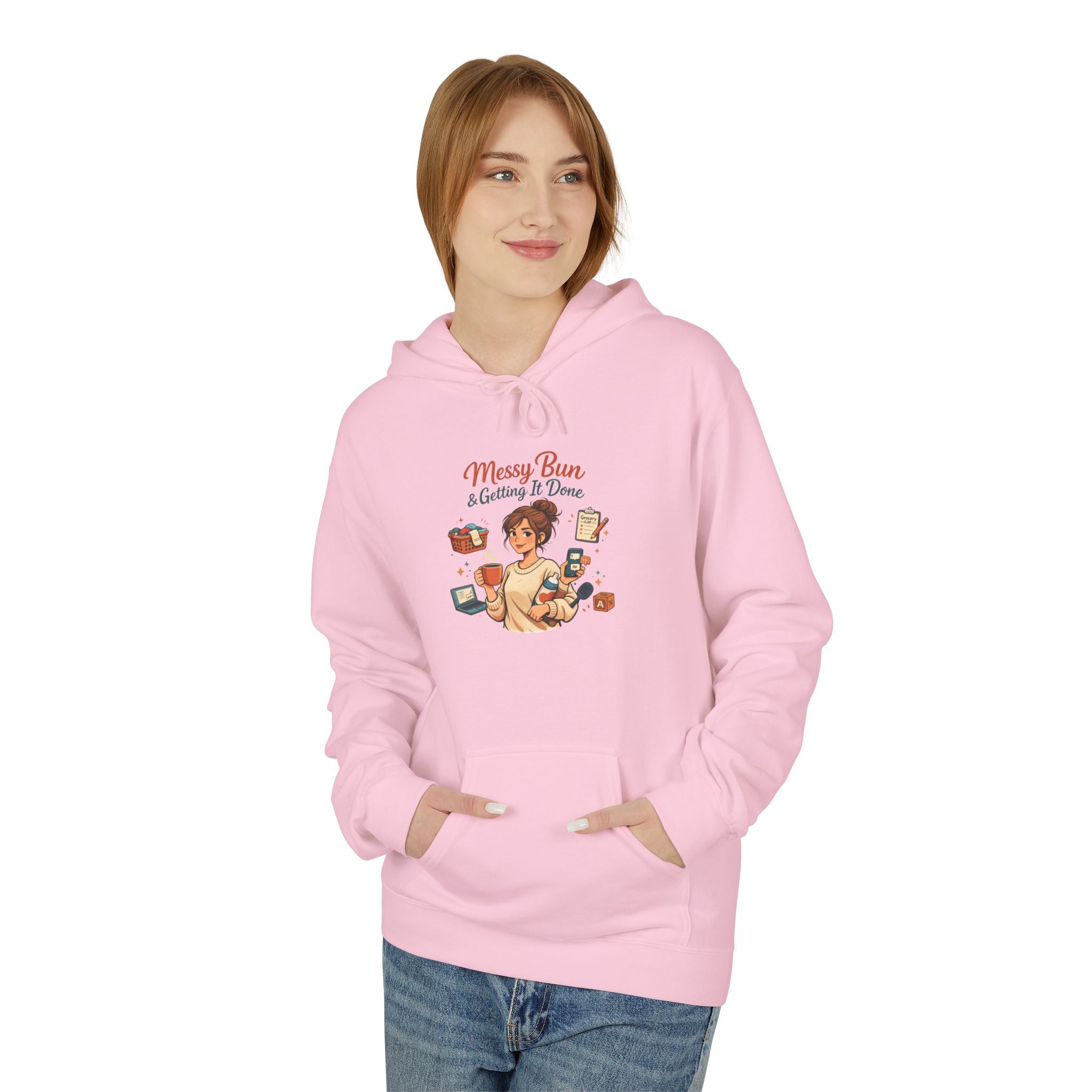 Messy Bun Mom Life Hoodie — Casual Motherhood Sweatshirt