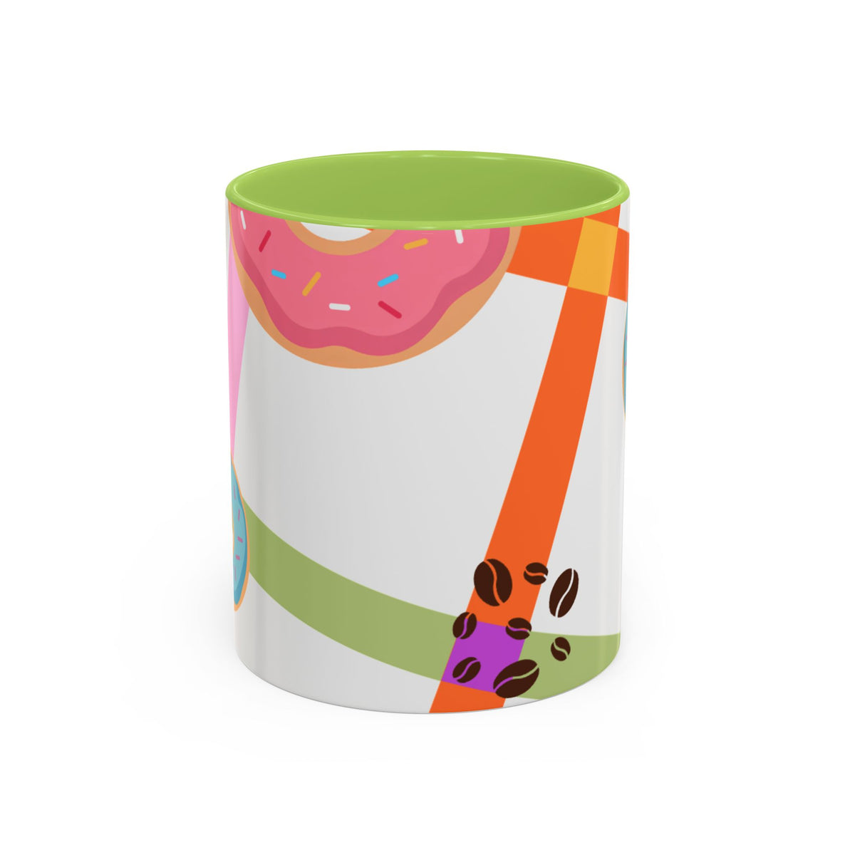 Donut & Coffee Accent Mug – Colorful Breakfast Coffee Cup (11/15 oz)