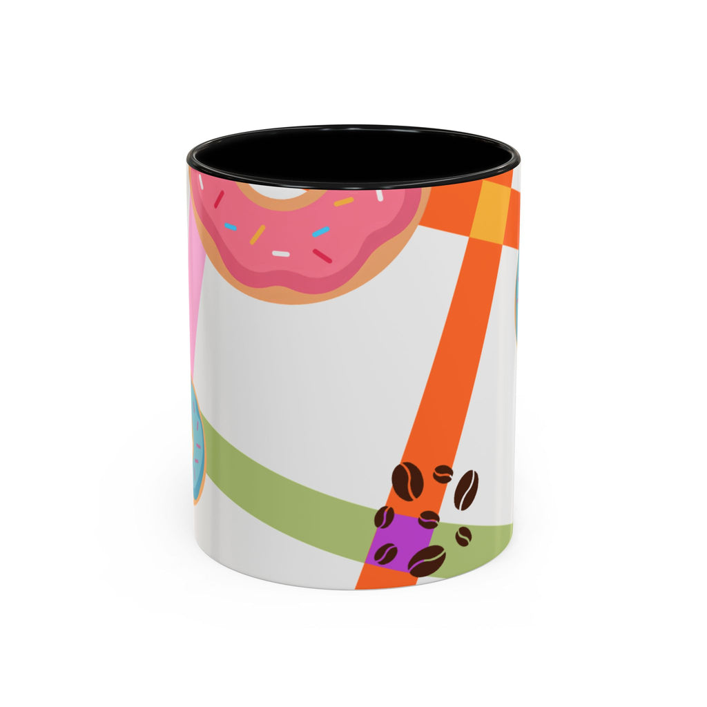 Donut & Coffee Accent Mug – Colorful Breakfast Coffee Cup (11/15 oz)