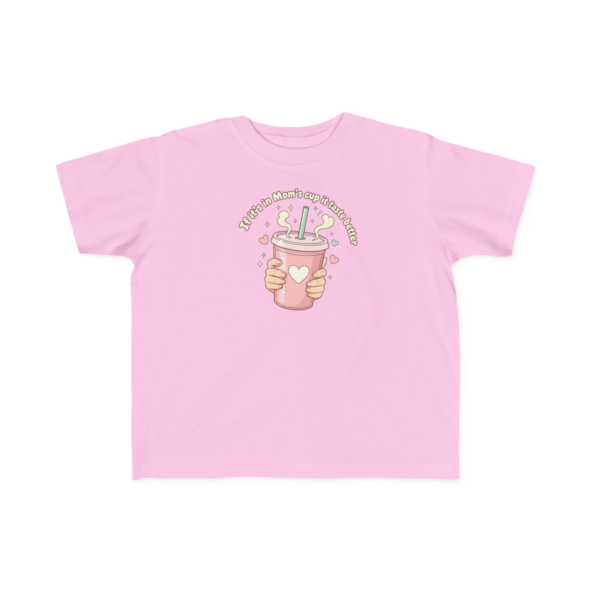 Toddler Tee — Cute Graphic 'Drinking from Mom's Cup' Humorous Kids Shirt