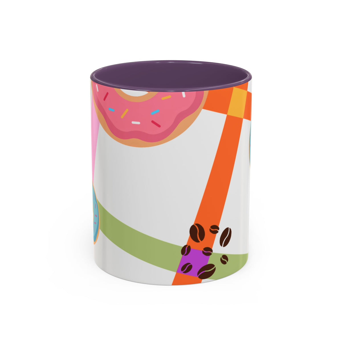 Donut & Coffee Accent Mug – Colorful Breakfast Coffee Cup (11/15 oz)