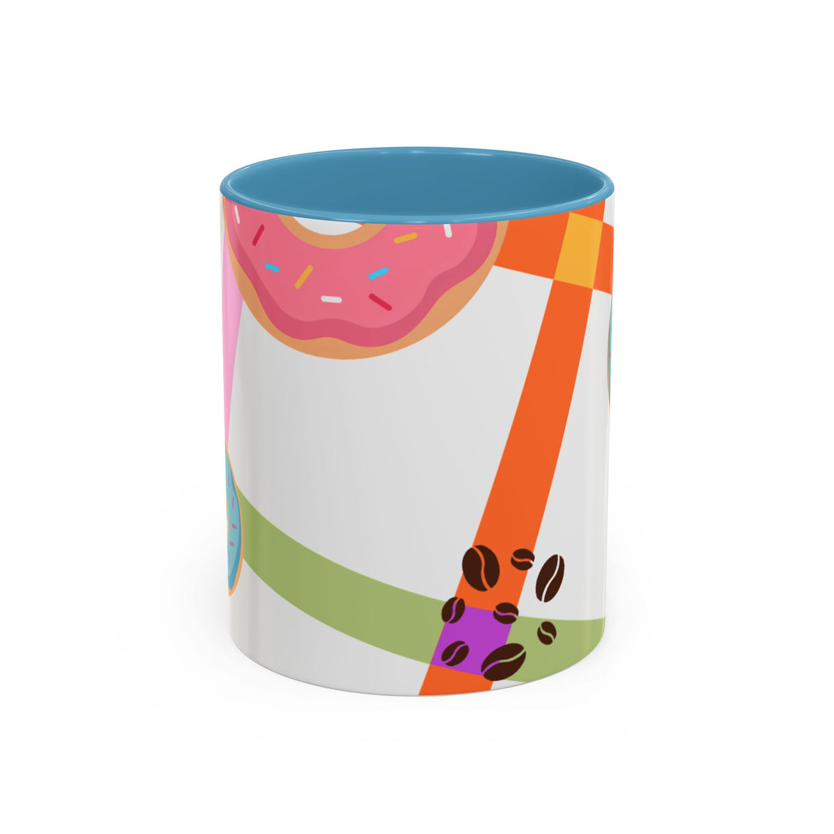 Donut & Coffee Accent Mug – Colorful Breakfast Coffee Cup (11/15 oz)