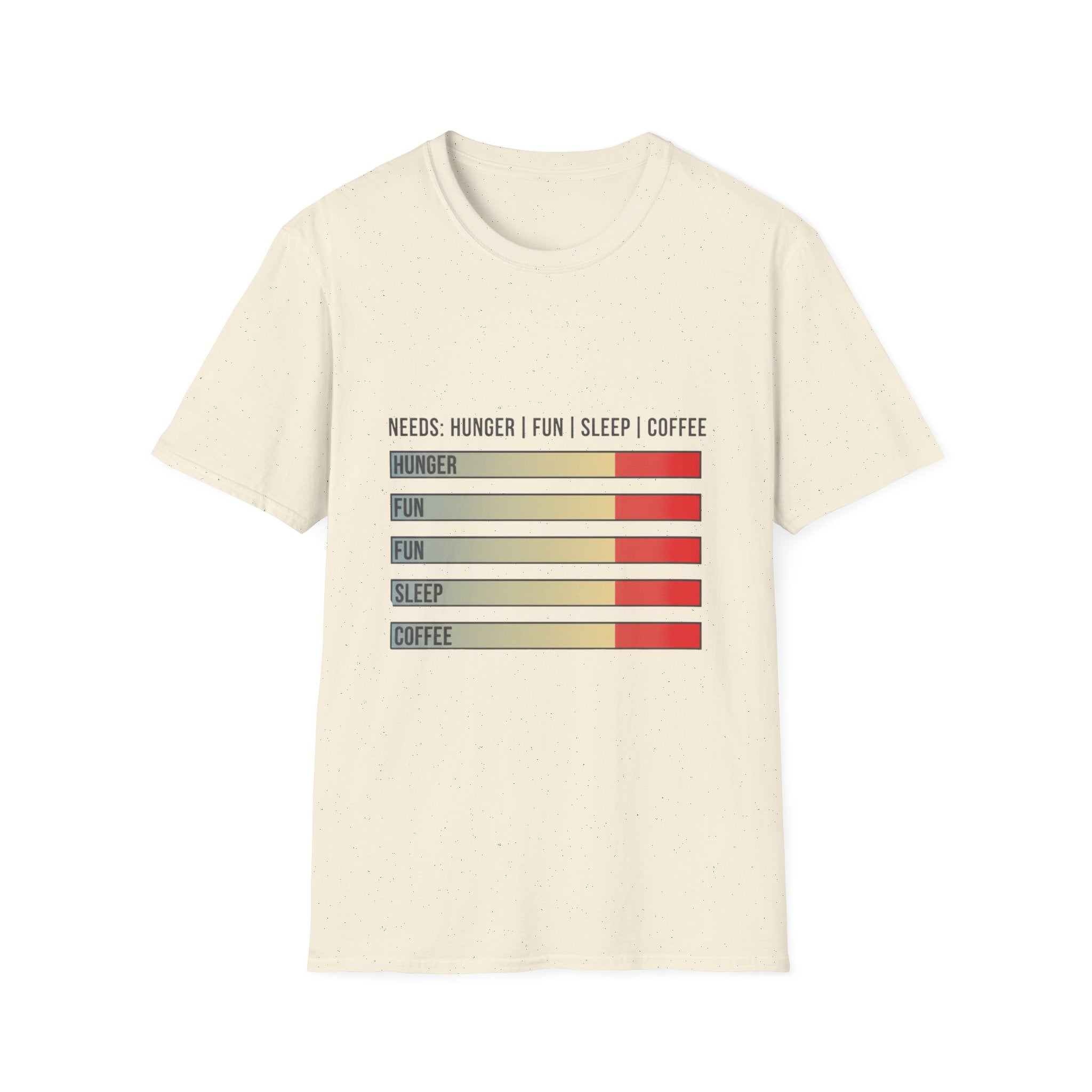 Needs: Hunger | Fun | Sleep | Coffee Graphic T-Shirt — Funny Meter Bars Tee