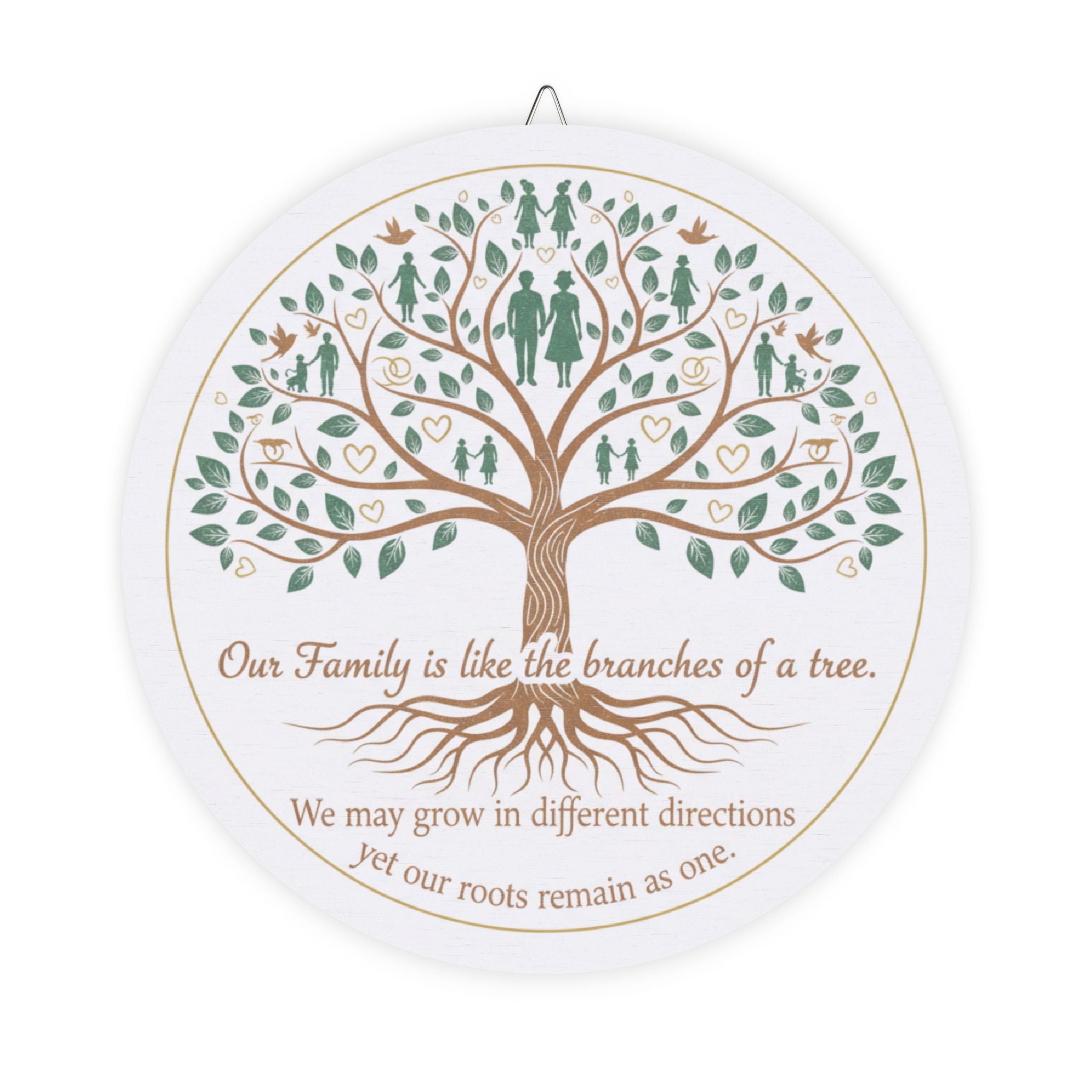 Family Tree Wood Sign – “Our Family is like the branches of a tree” Round Wall Plaque