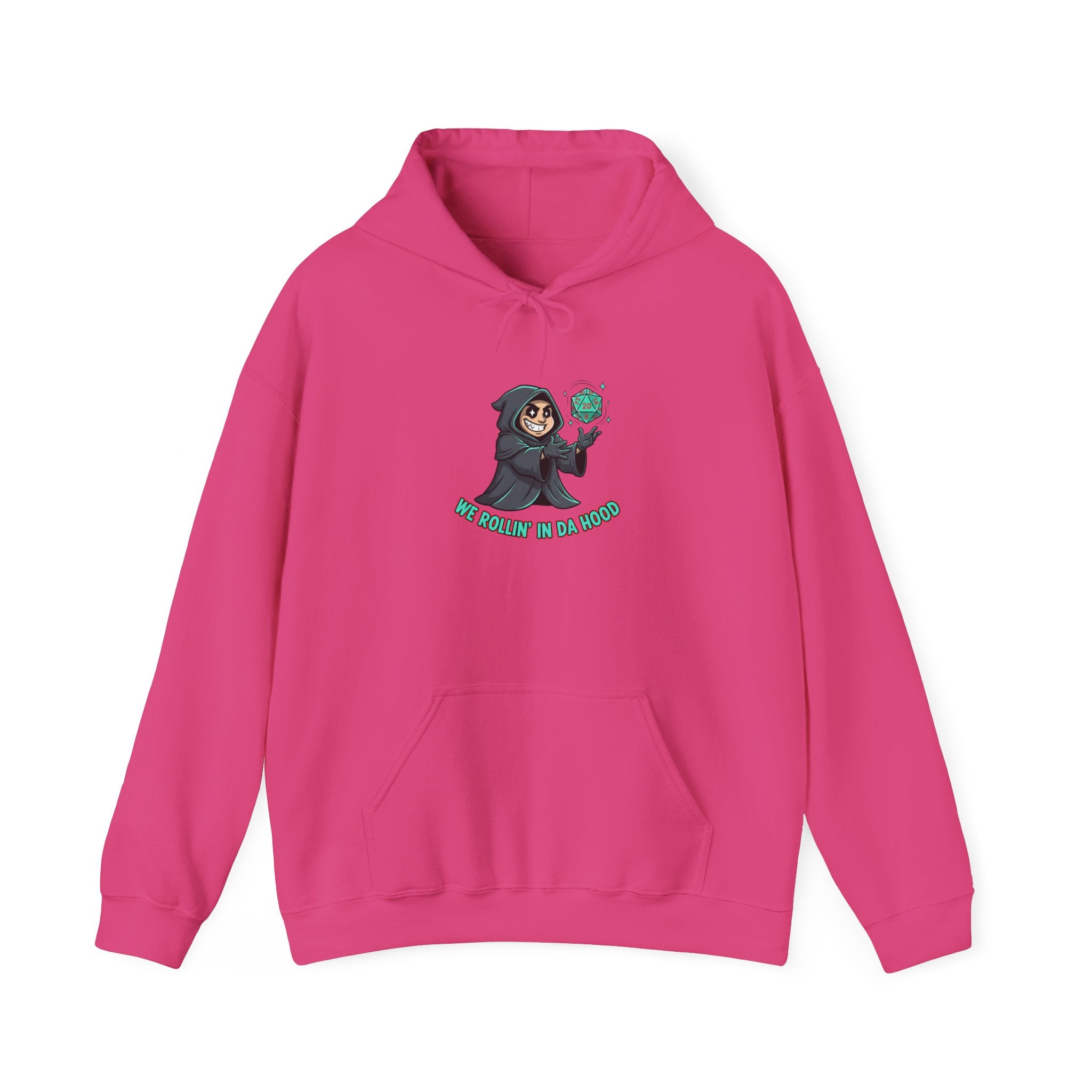 Grim Reaper D20 Hoodie — "Rollin' in da Hood" RPG Gaming Sweatshirt