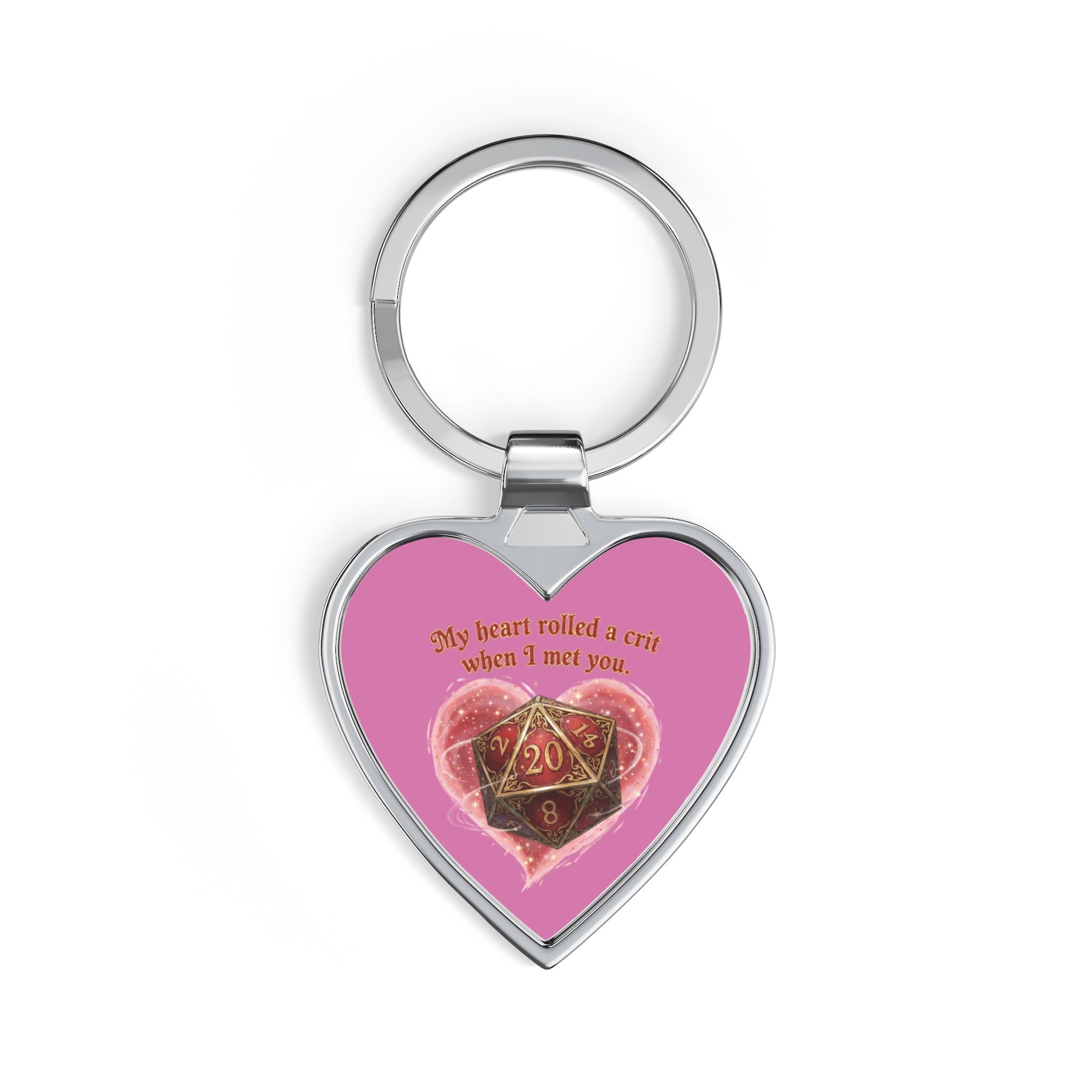 D&D 'My Heart Rolled a Crit When I Met You' Heart Keychain