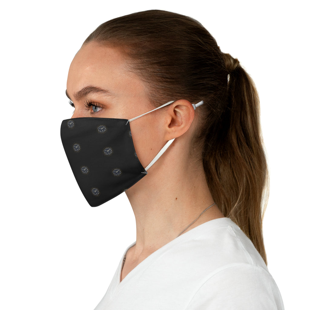 D20 Dice Black Reuseable Face Mask