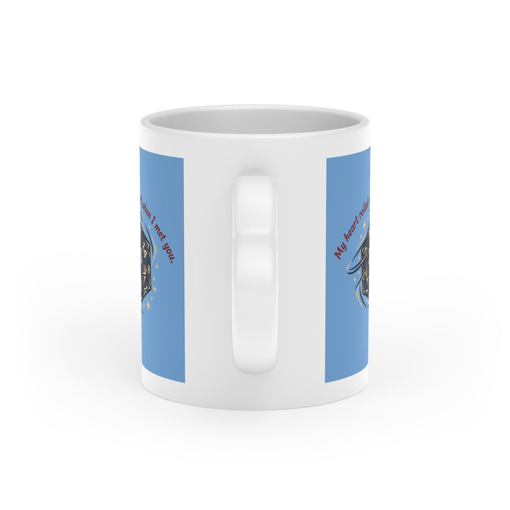 Heart-Shaped Mug — "My Heart Rolled a Crit When I Met You" RPG Love Coffee Cup