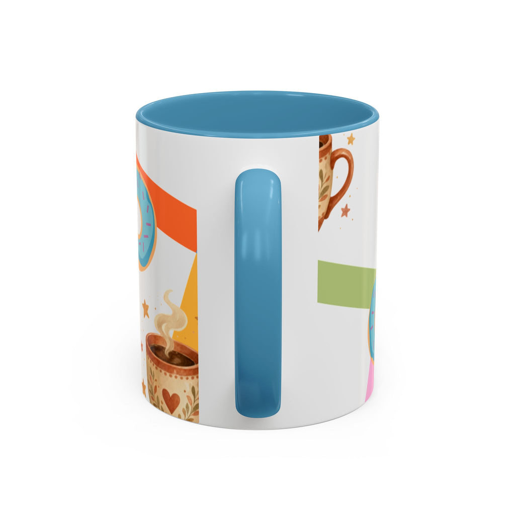 Donut & Coffee Accent Mug – Colorful Breakfast Coffee Cup (11/15 oz)