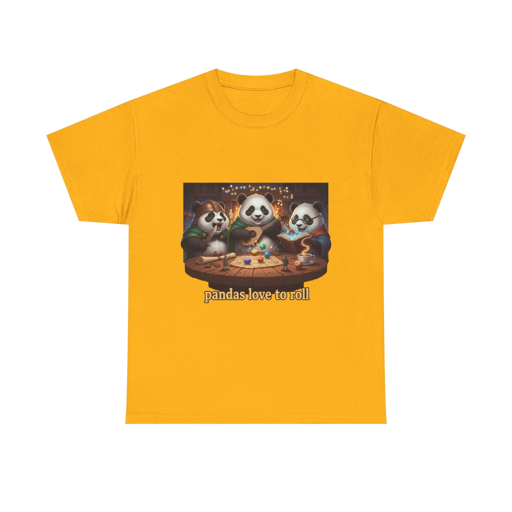 Pandas Love to Roll DnD T-Shirt — Fantasy Pandas Playing DnD Tee