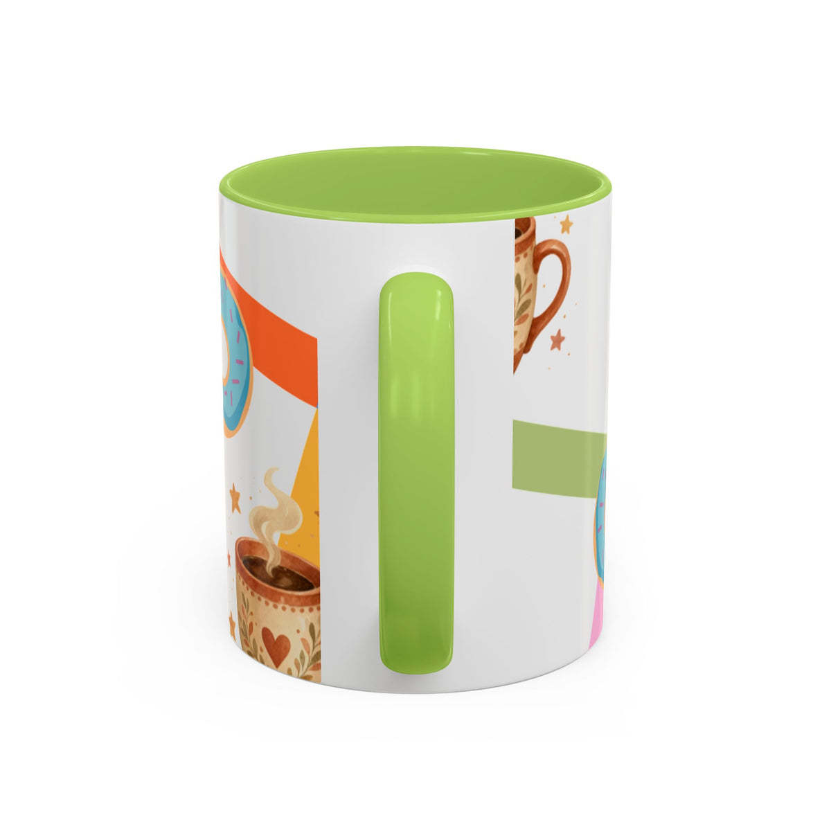 Donut & Coffee Accent Mug – Colorful Breakfast Coffee Cup (11/15 oz)