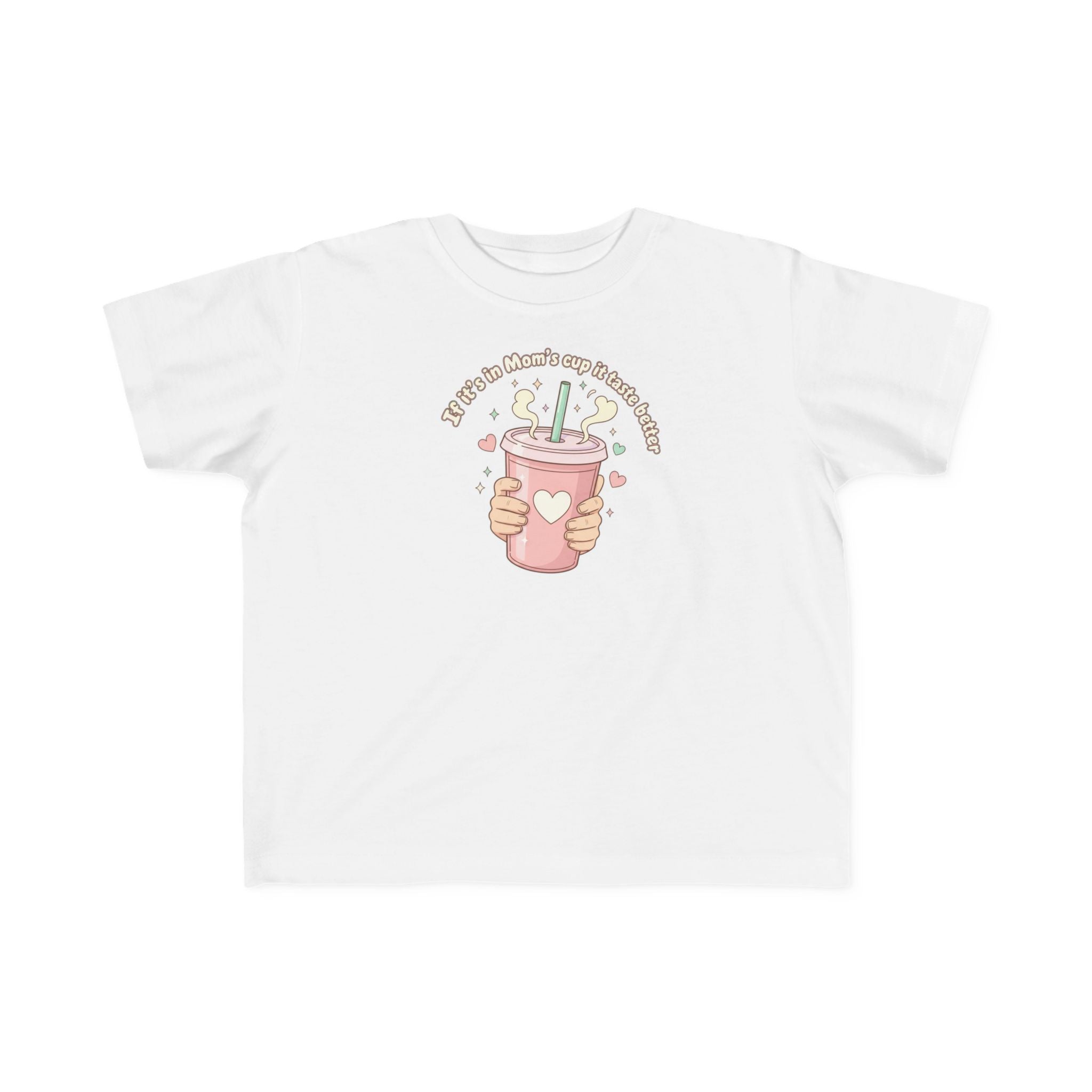 Toddler Tee — Cute Graphic 'Drinking from Mom's Cup' Humorous Kids Shirt