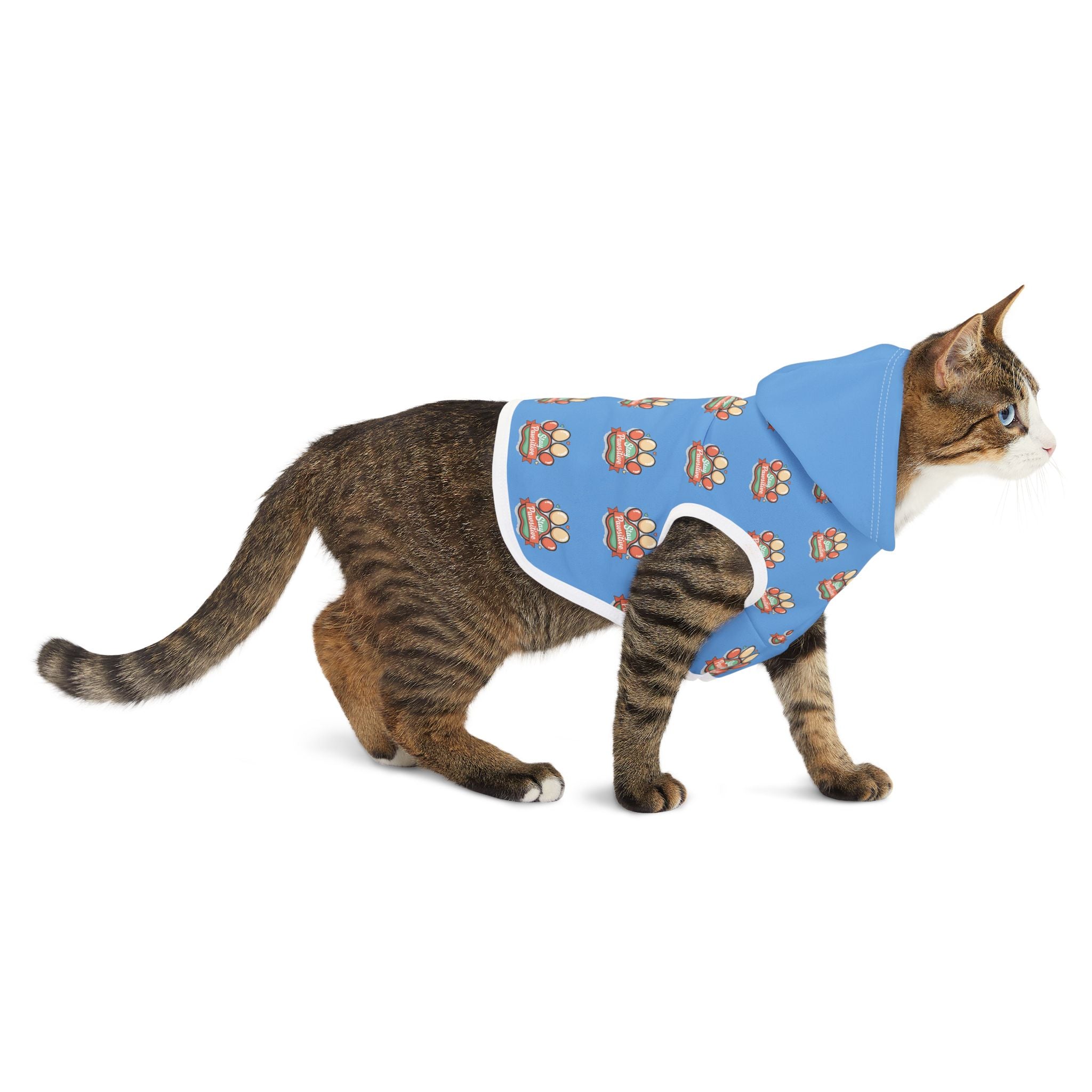 Blue Paw Print Pet Hoodie – Cute Paw Pattern Dog & Cat Sweatshirt
