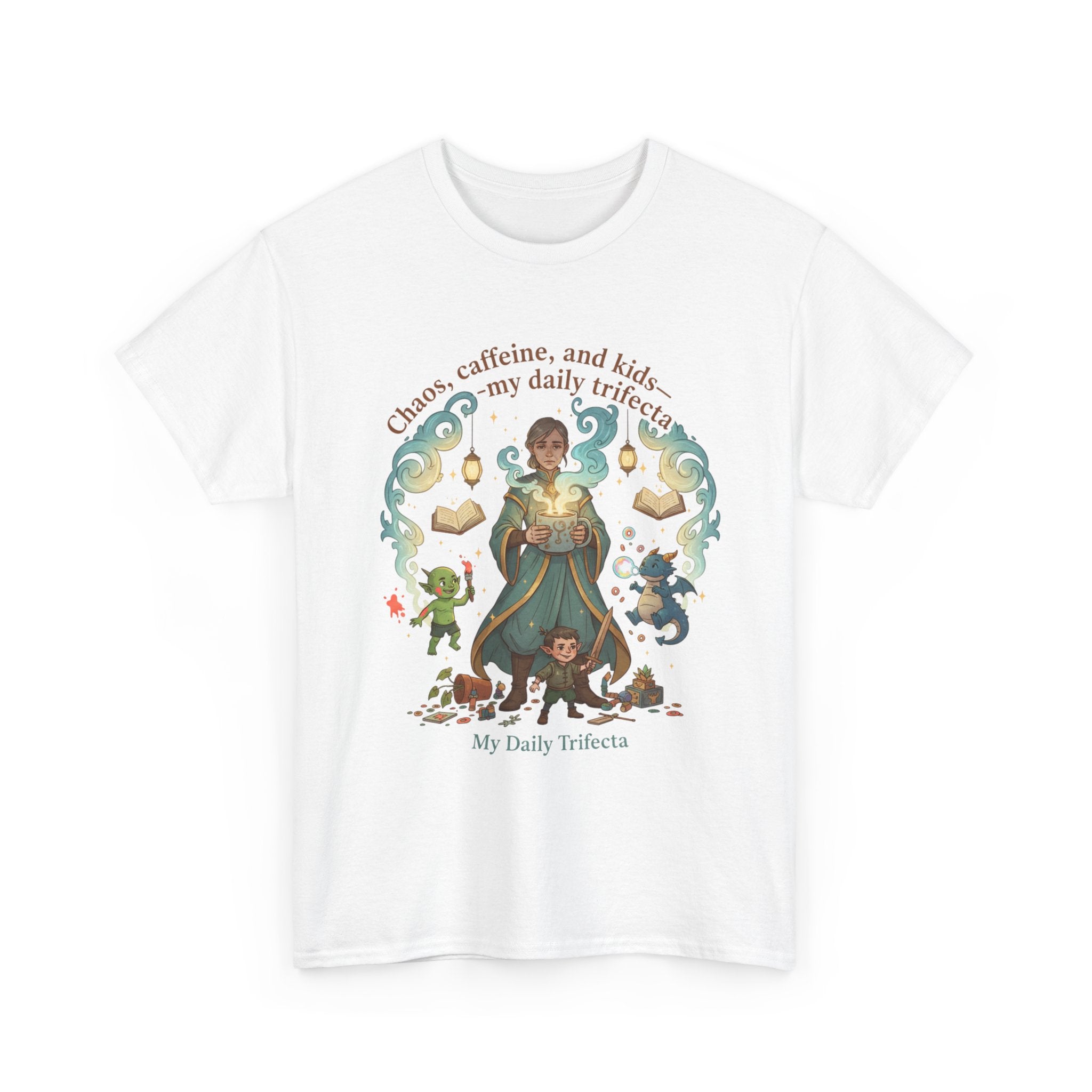 DND Chaos, Caffeine & Kids Parent T-Shirt — Magical Fantasy Roleplay Tee