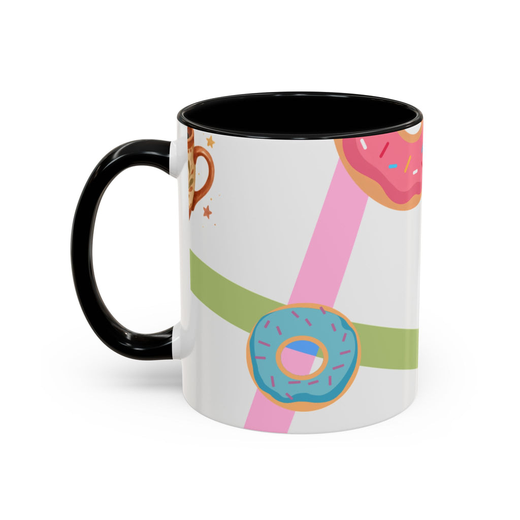 Donut & Coffee Accent Mug – Colorful Breakfast Coffee Cup (11/15 oz)
