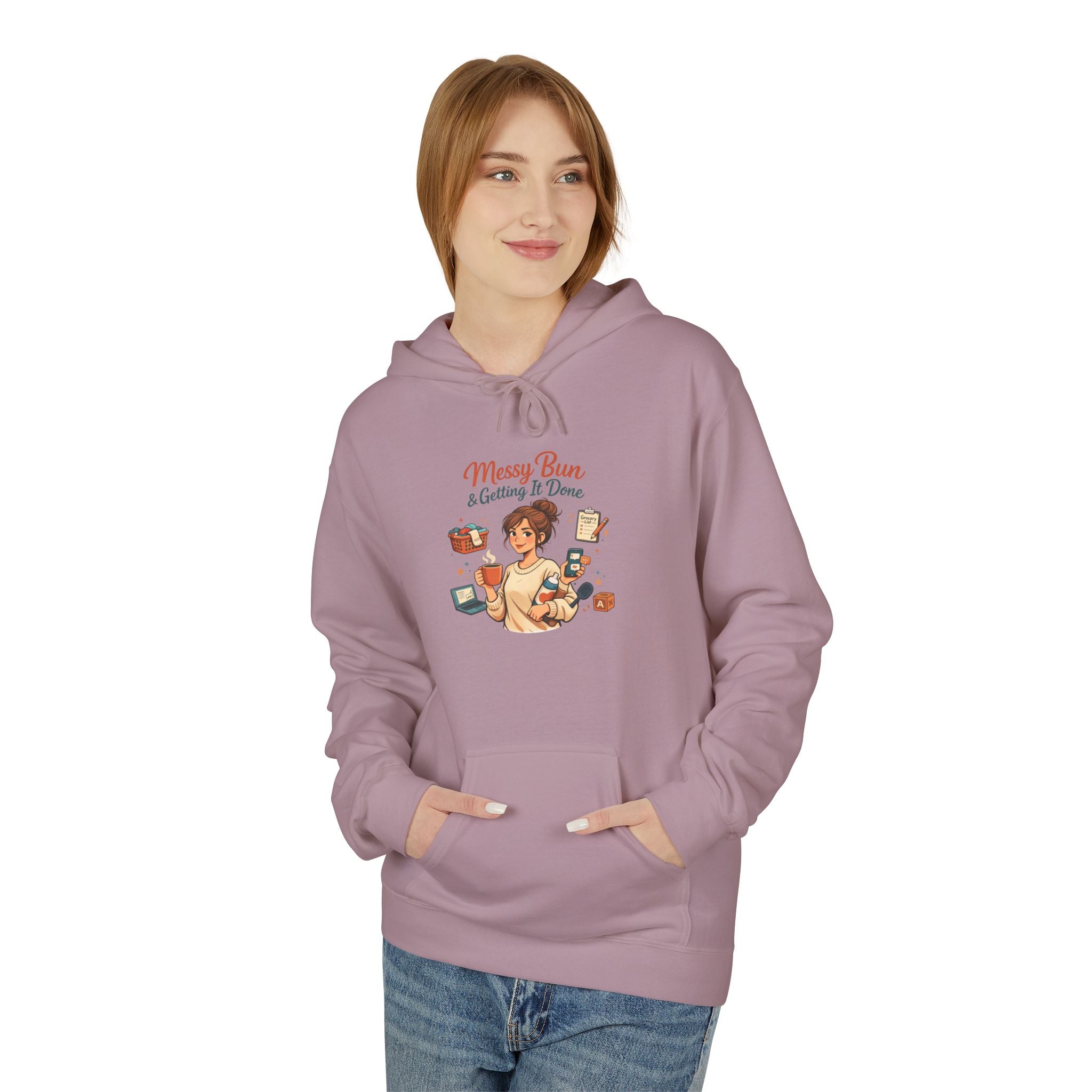 Messy Bun Mom Life Hoodie — Casual Motherhood Sweatshirt