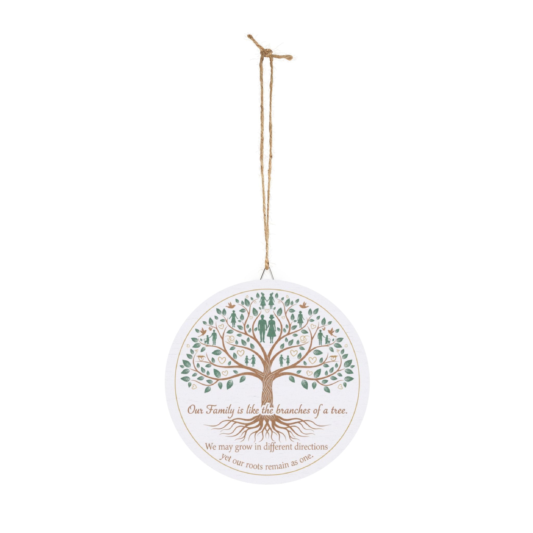 Family Tree Wood Sign – “Our Family is like the branches of a tree” Round Wall Plaque