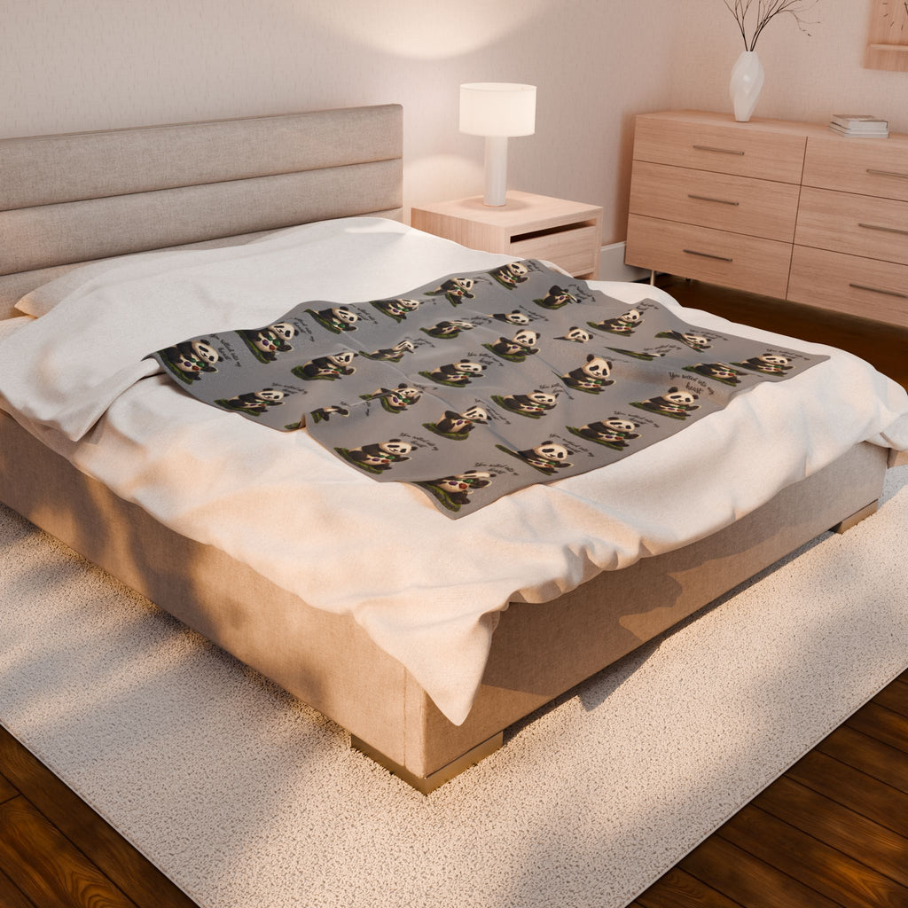 Panda 'You Rolled Into My Heart' Velveteen Plush Blanket