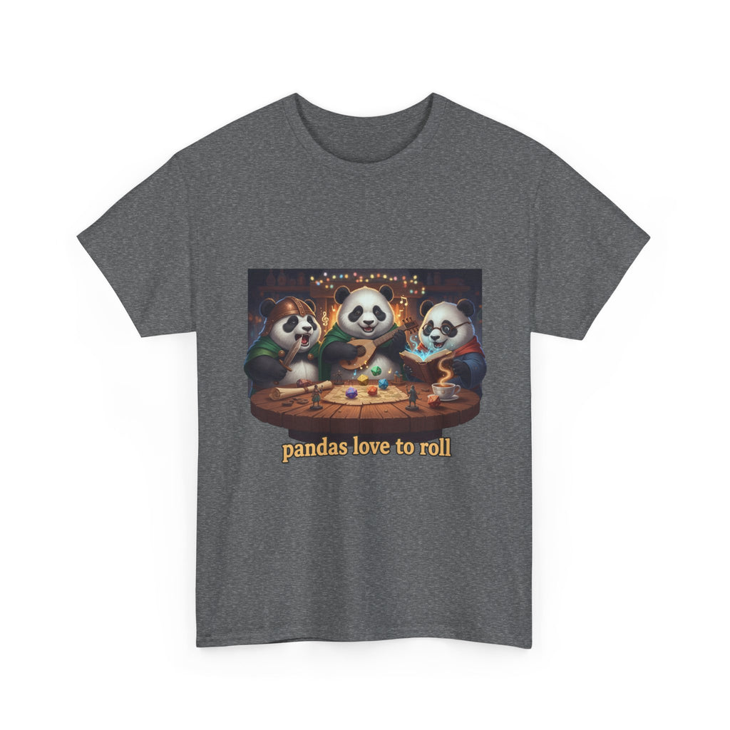 Pandas Love to Roll DnD T-Shirt — Fantasy Pandas Playing DnD Tee