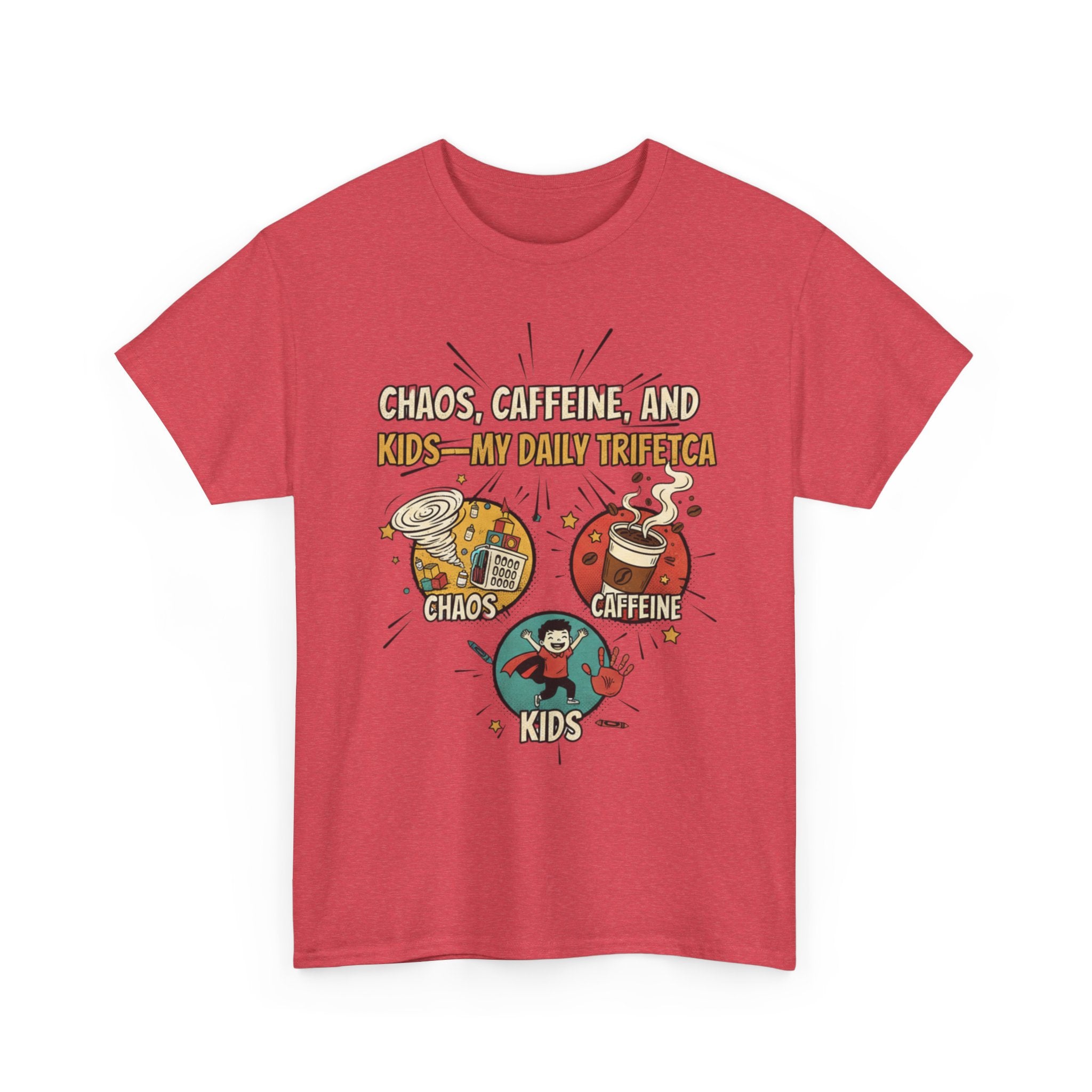 Chaos, Caffeine & Kids Tee — Funny Mom Dad Parenting T‑Shirt