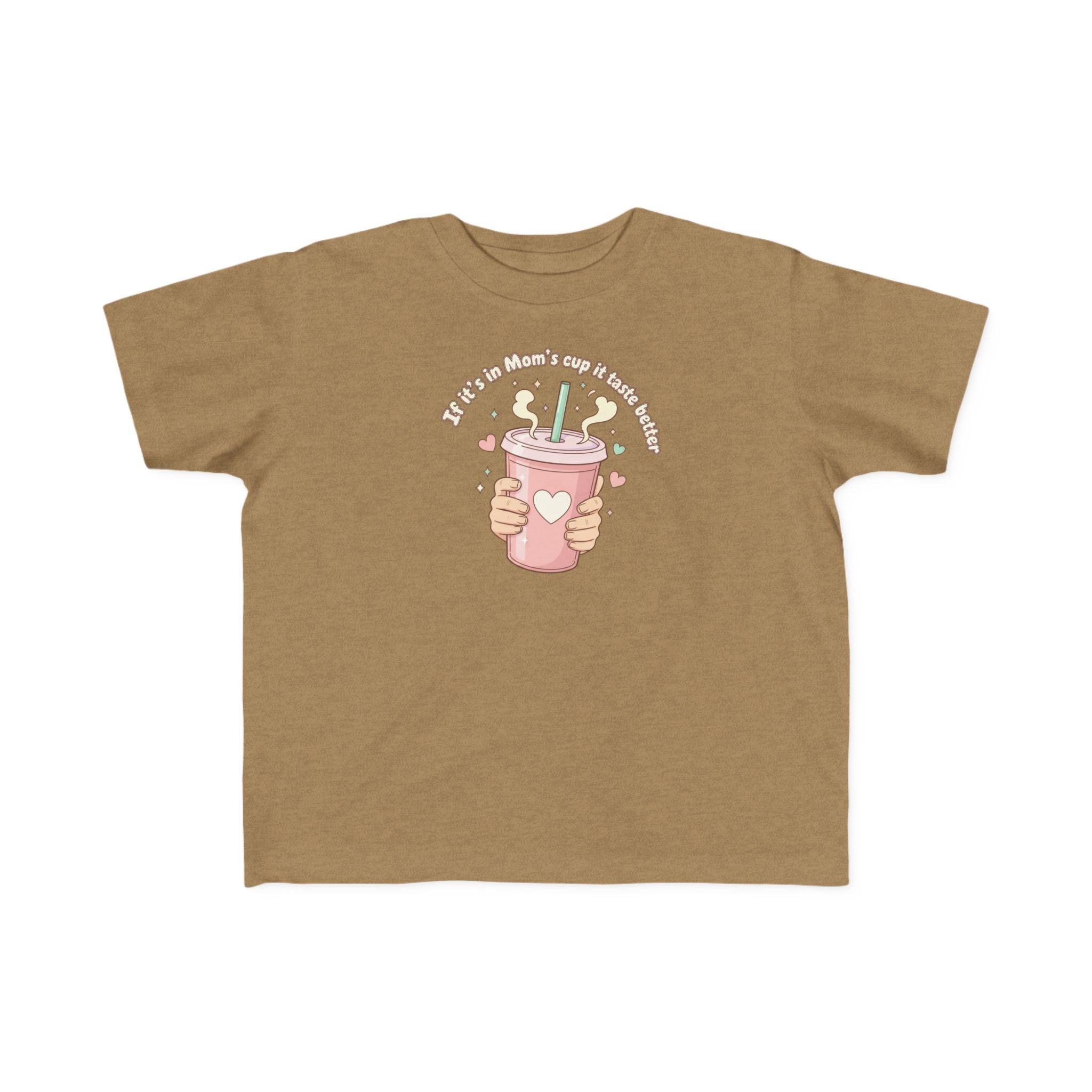 Toddler Tee — Cute Graphic 'Drinking from Mom's Cup' Humorous Kids Shirt