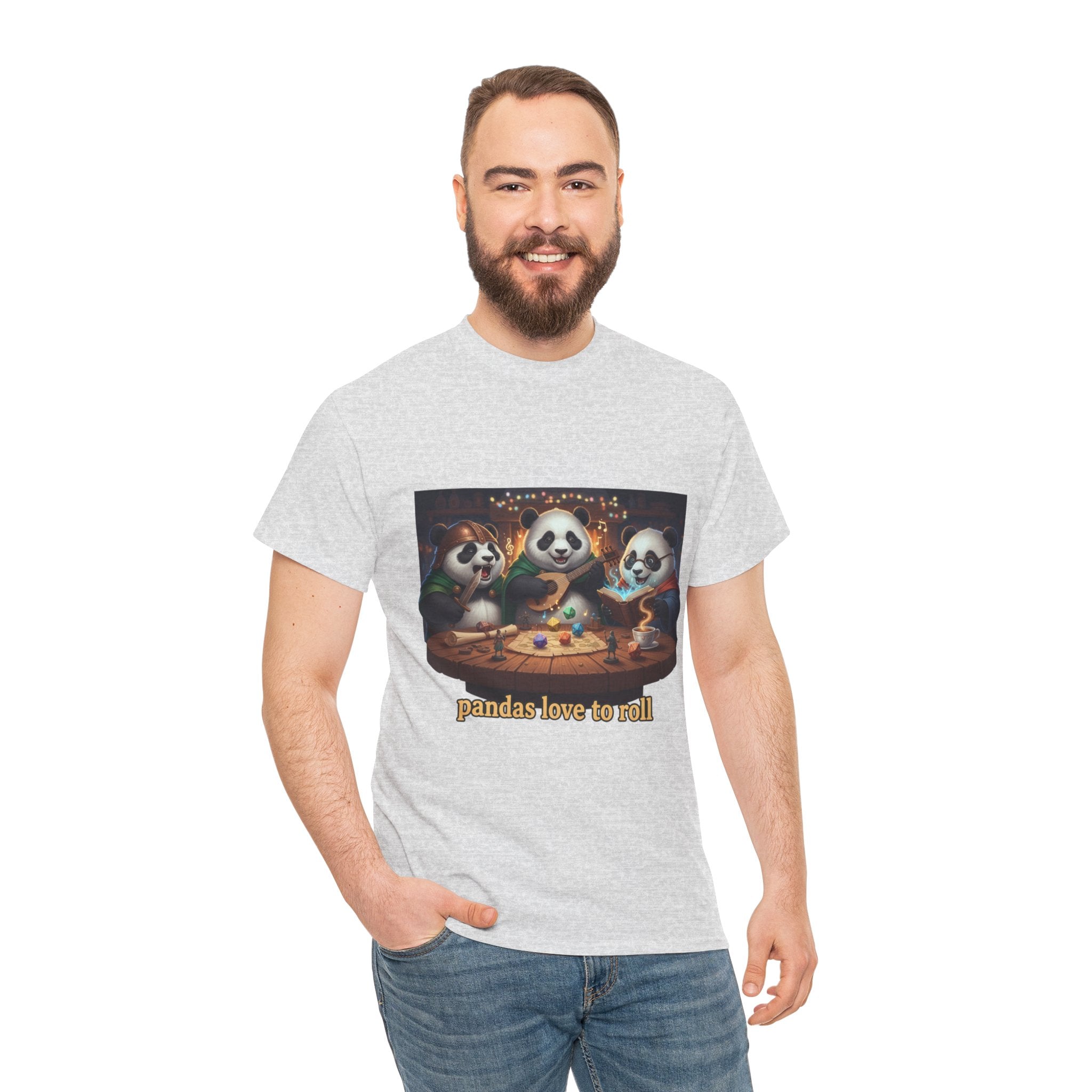 Pandas Love to Roll DnD T-Shirt — Fantasy Pandas Playing DnD Tee