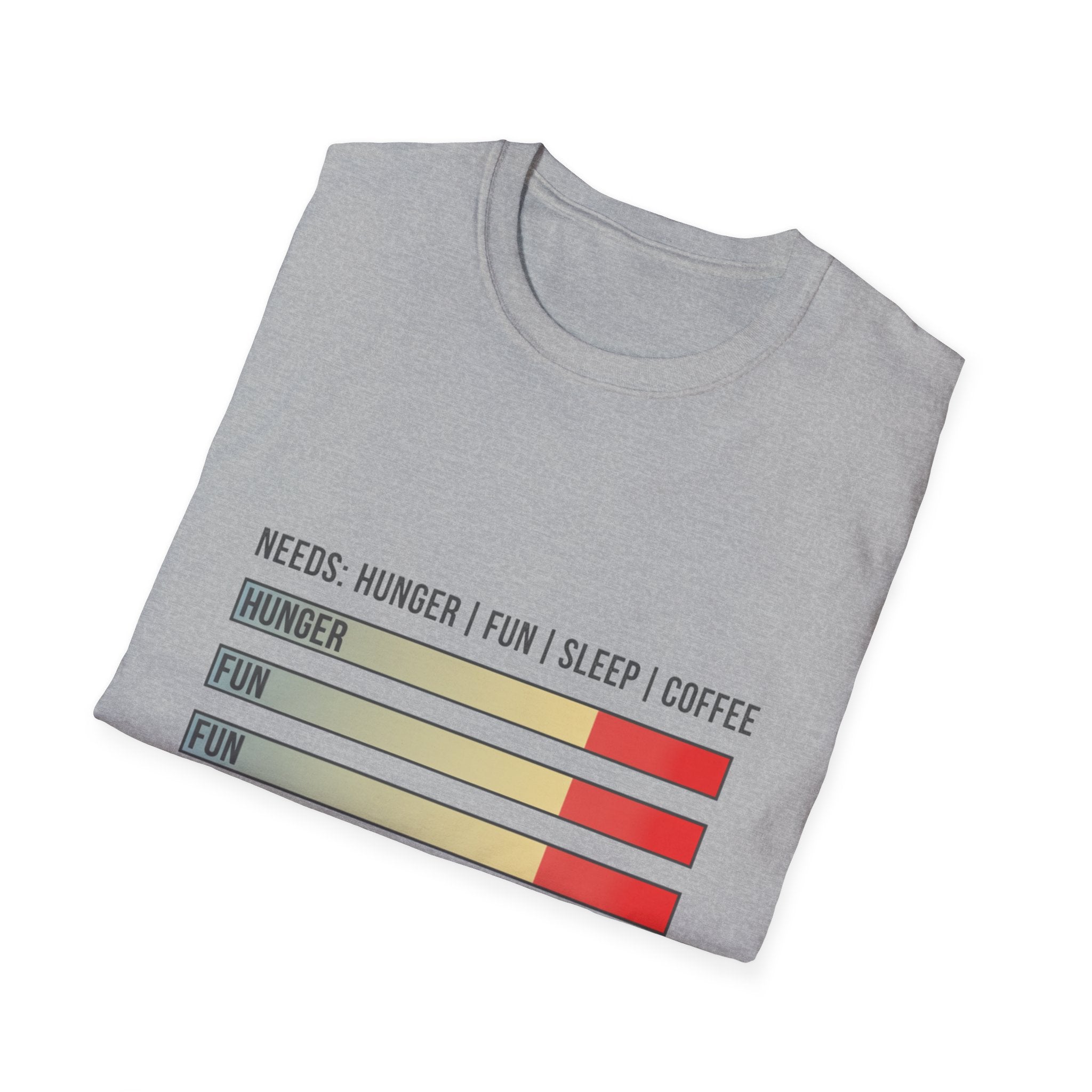 Needs: Hunger | Fun | Sleep | Coffee Graphic T-Shirt — Funny Meter Bars Tee