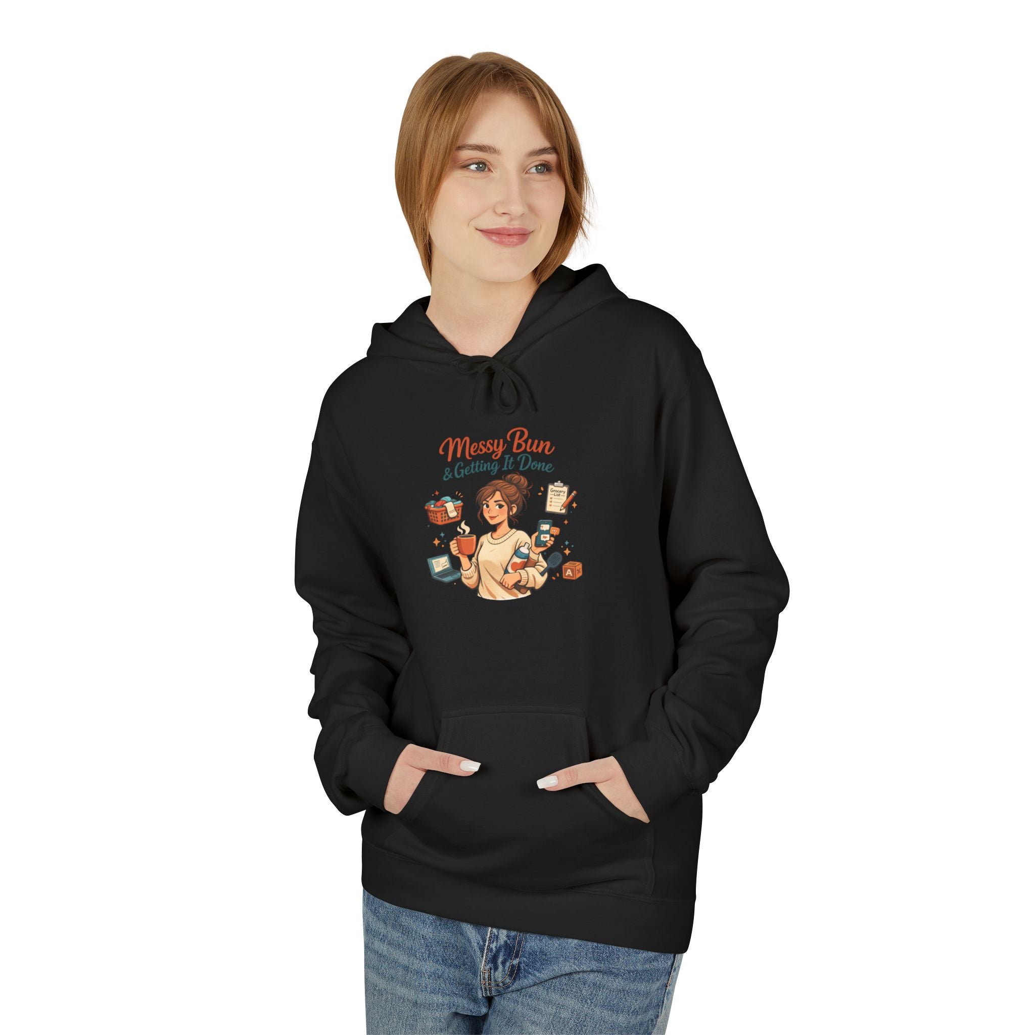 Messy Bun Mom Life Hoodie — Casual Motherhood Sweatshirt