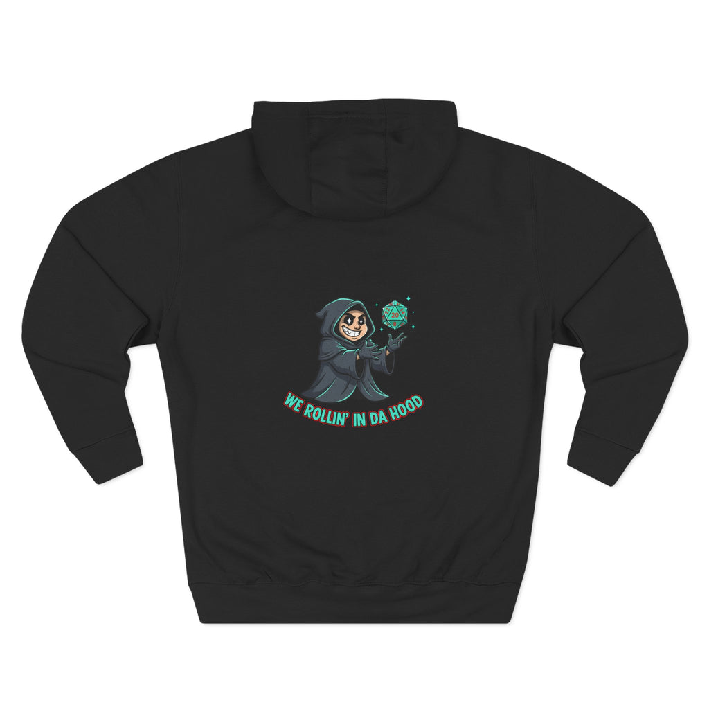 Hoodie — “We Rollin in da Hood” Grim Reaper D20 Gamer Pullover