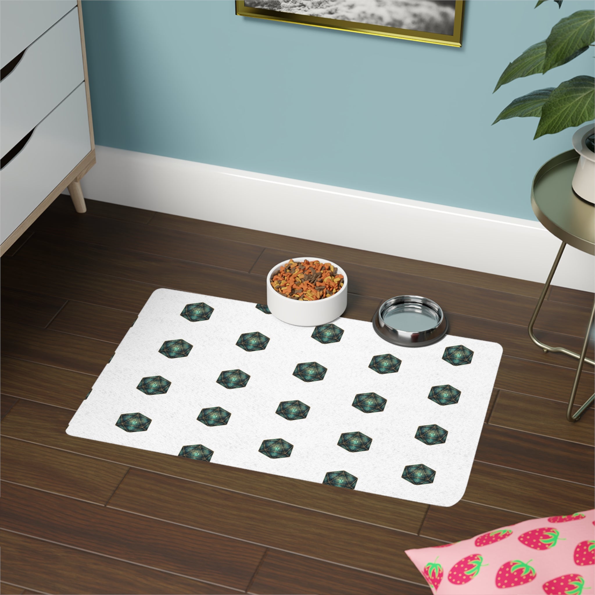 D&D Geeky Pet Food Mat — Pet Lover Gaming Bowl Mat (12x18)