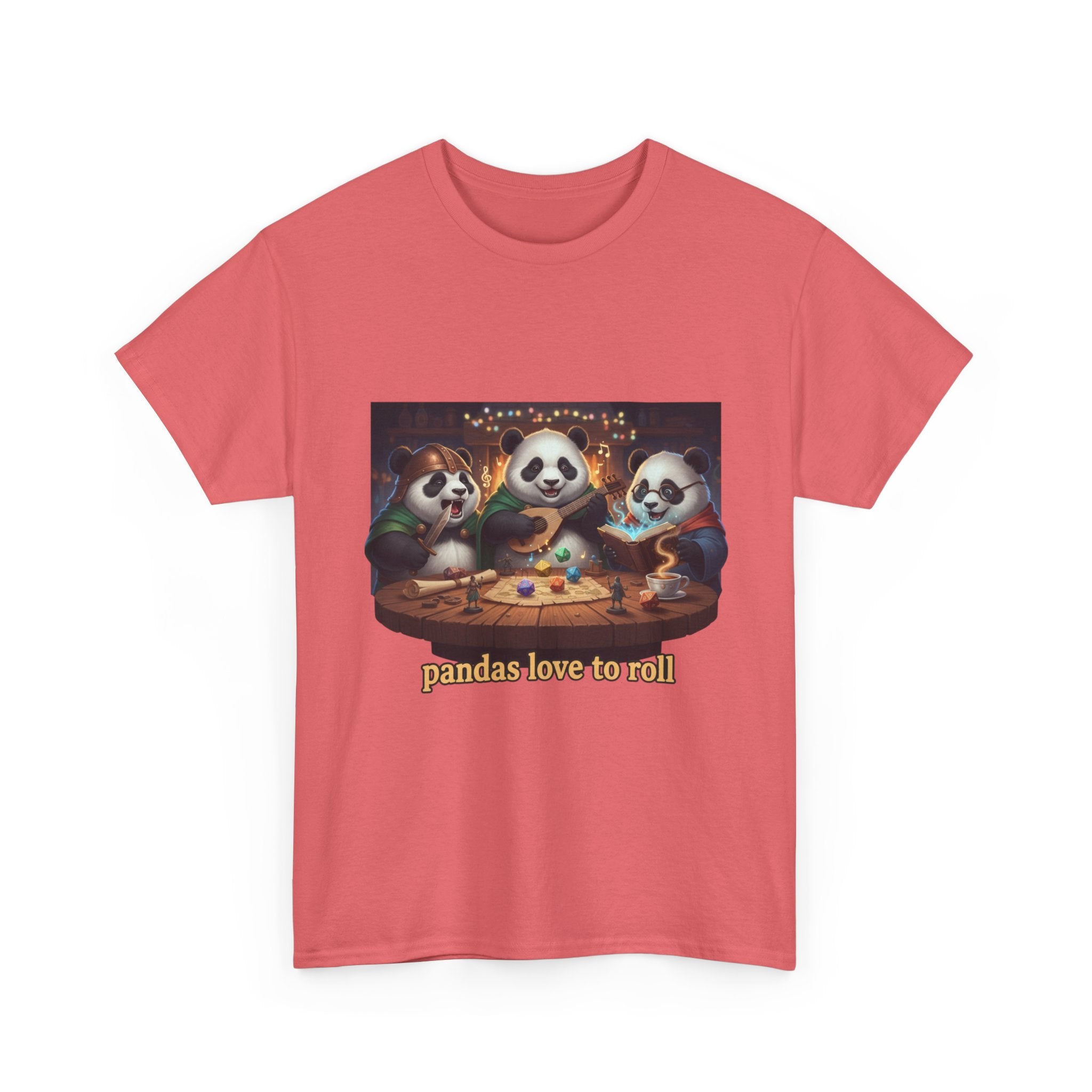 Pandas Love to Roll DnD T-Shirt — Fantasy Pandas Playing DnD Tee
