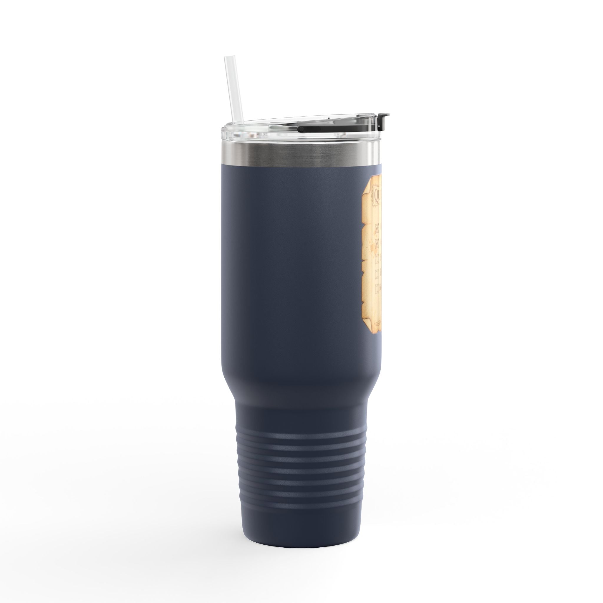 40oz Insulated Travel Mug — Quest Log Checklist "Wake Up • Acquire Beverage"